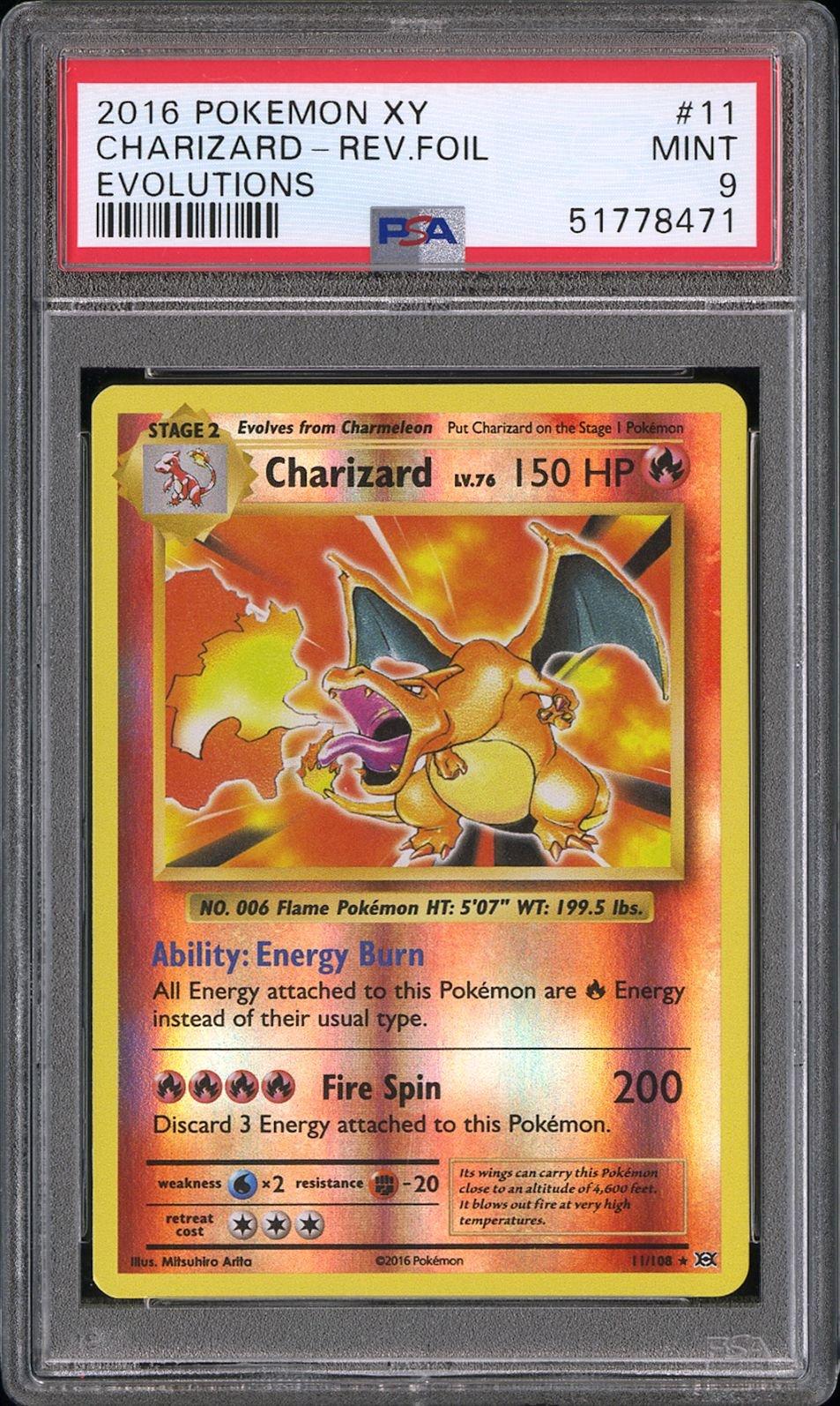 2016 Pokemon Xy Evolutions 11 Charizard-reverse Foil PSA 9 Graded Card |  GameStop