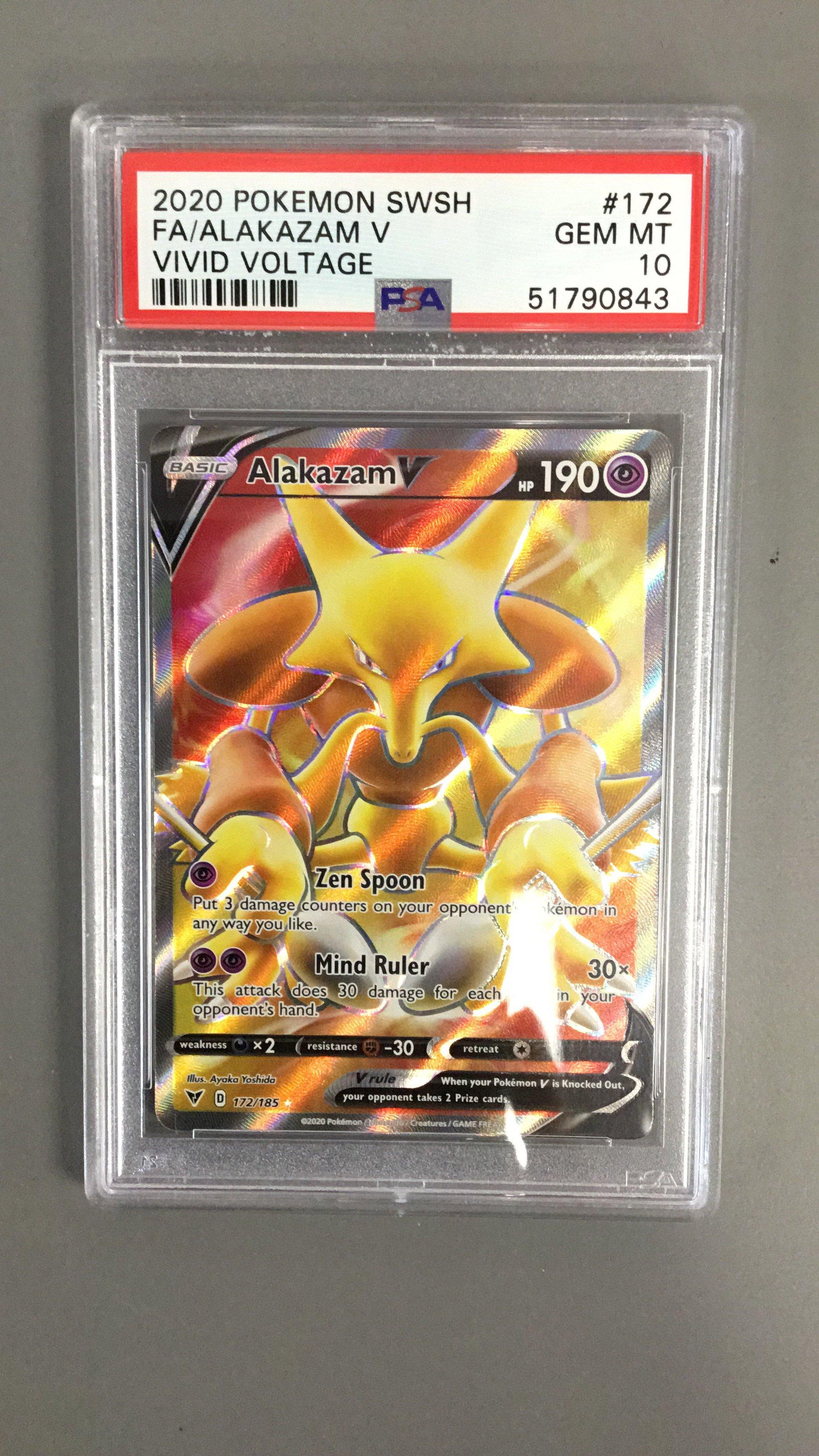 2020 Pokemon Sword & Shield Vivid Voltage 172 Full Art/alakazam V PSA