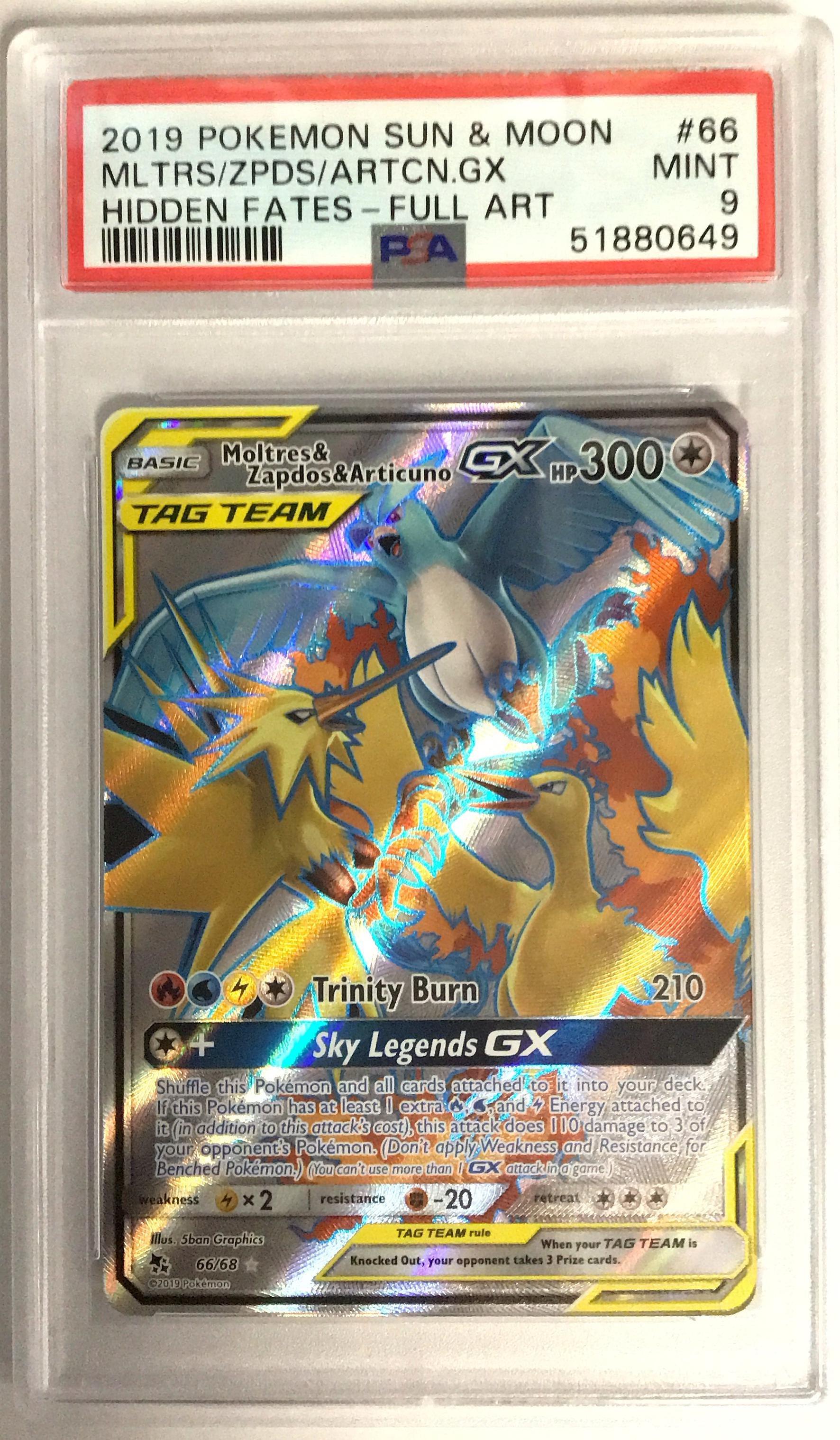 Pokemon Sun Moon Hidden Fates Full Art Moltres Zapdos