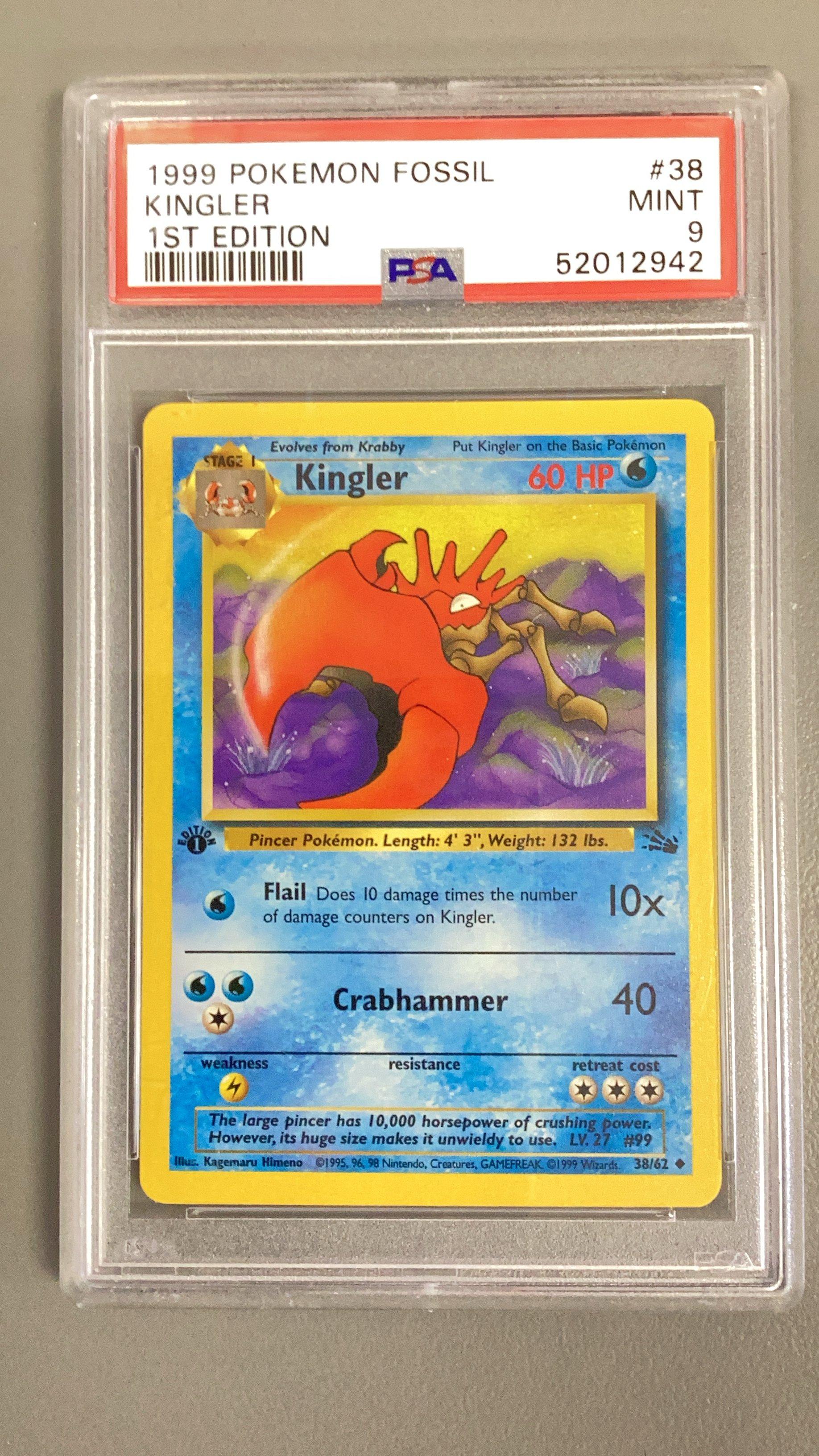 1999 Pokemon Fossil 38 Kingler 1st Edition PSA