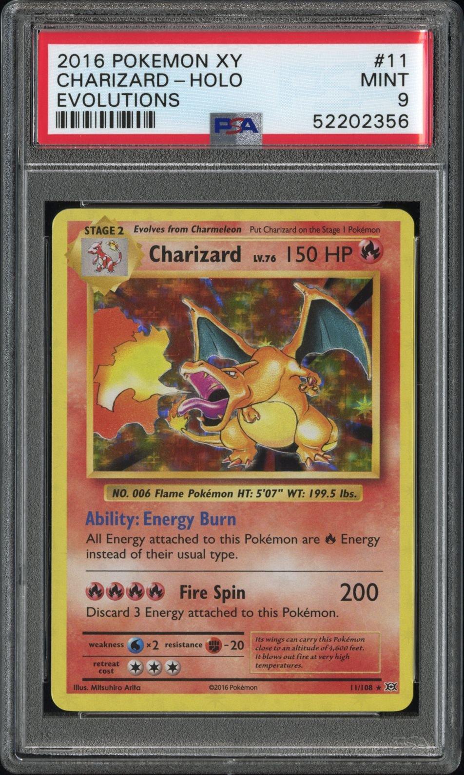2016 Pokemon Xy Evolutions 11 Charizard-holo PSA 9 Graded Card