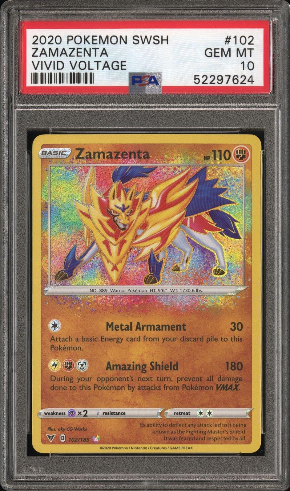2020 Pokemon Sword & Shield Vivid Voltage 102 Zamazenta PSA 10