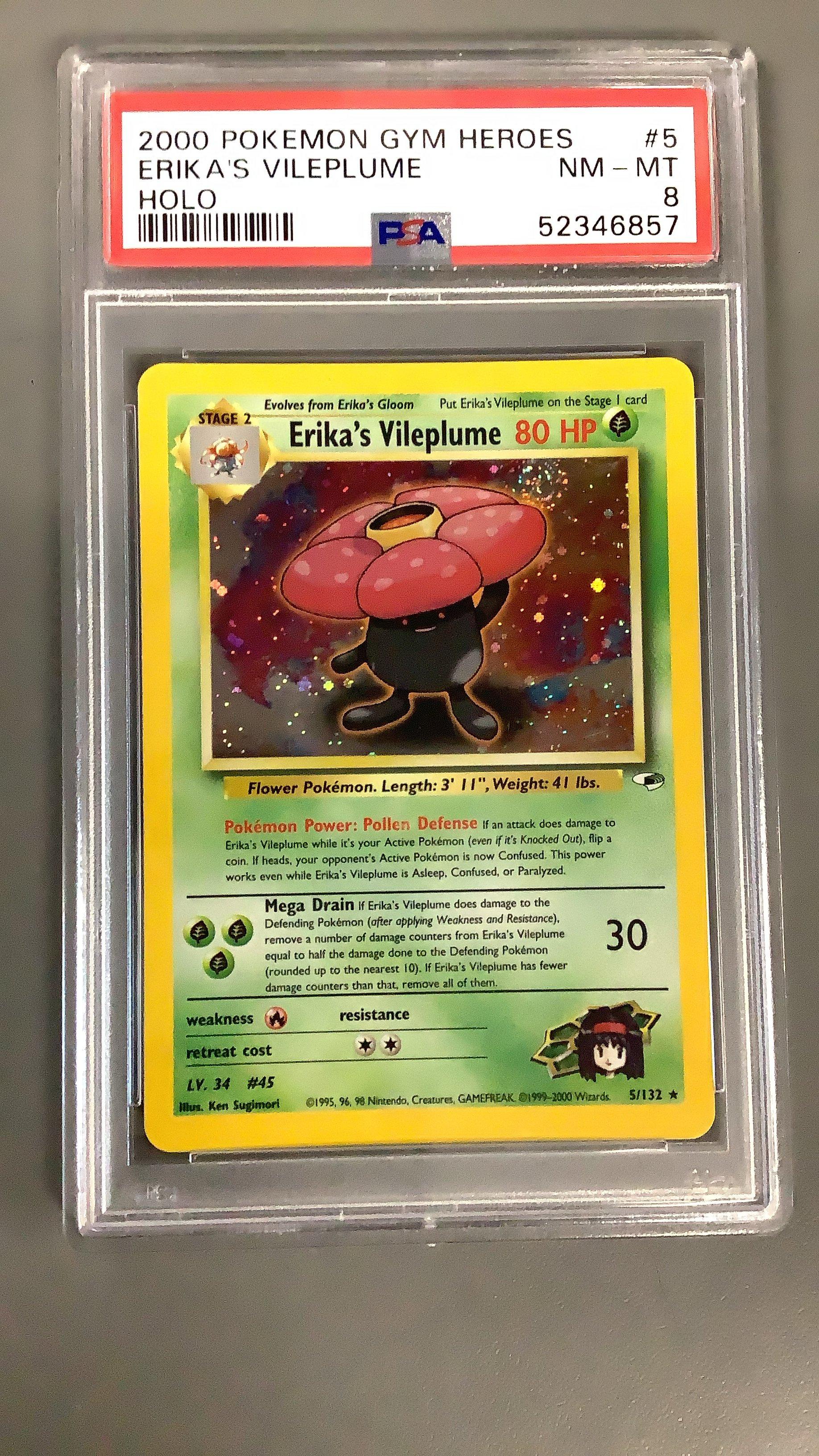 2000 Pokemon Gym Heroes 5 Erika's Vileplume Holo PSA 8 Graded Card