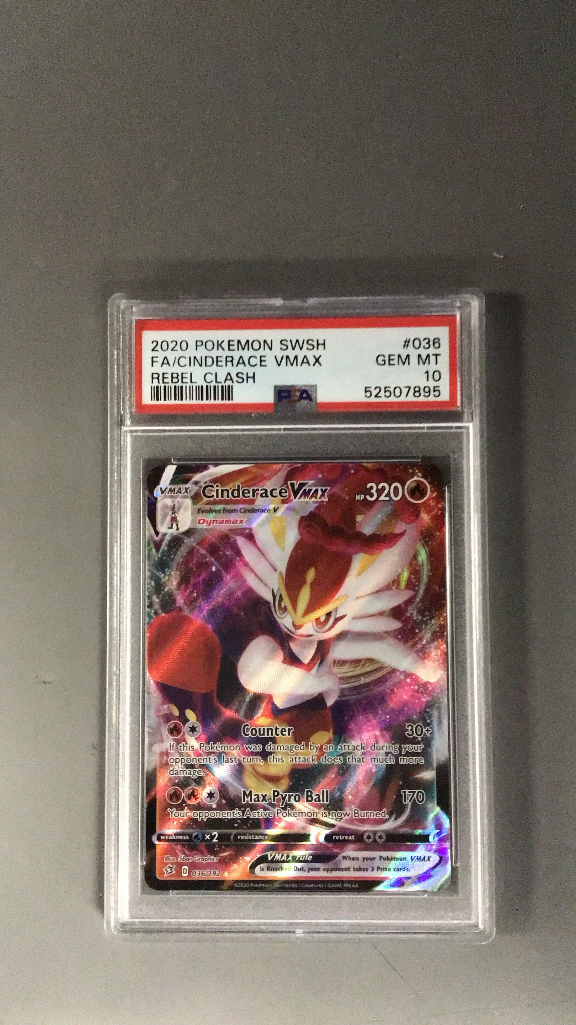 2020 Pokemon Sword & Shield Rebel Clash 036 Full Art/cinderace Vmax PSA 10