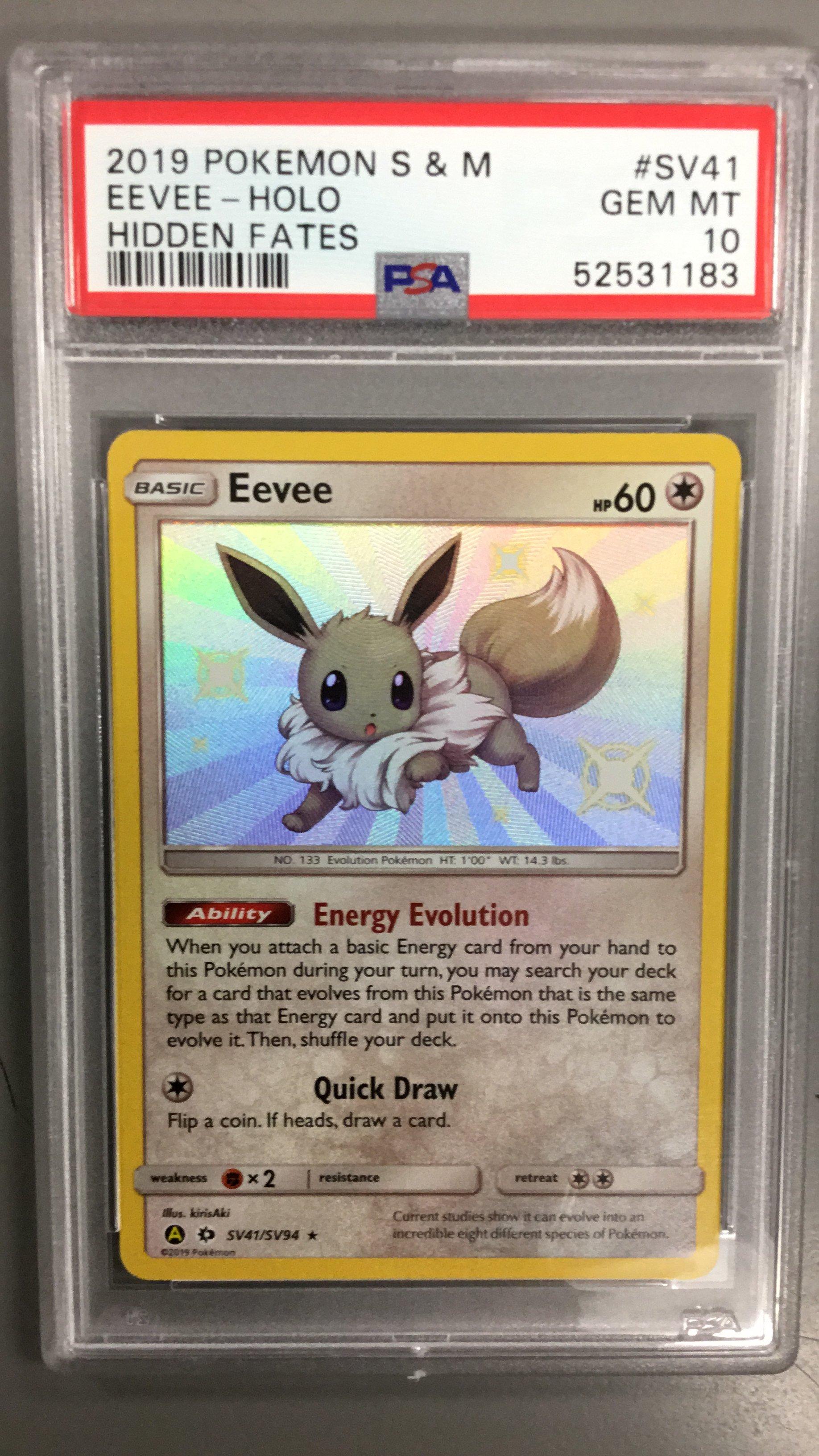 shiny eevee pokemon cards SWSH127/307 clear acrylic holder that perfectly accentuates the stunning visual design and character artwork All shiny hidden fates eeveelutions