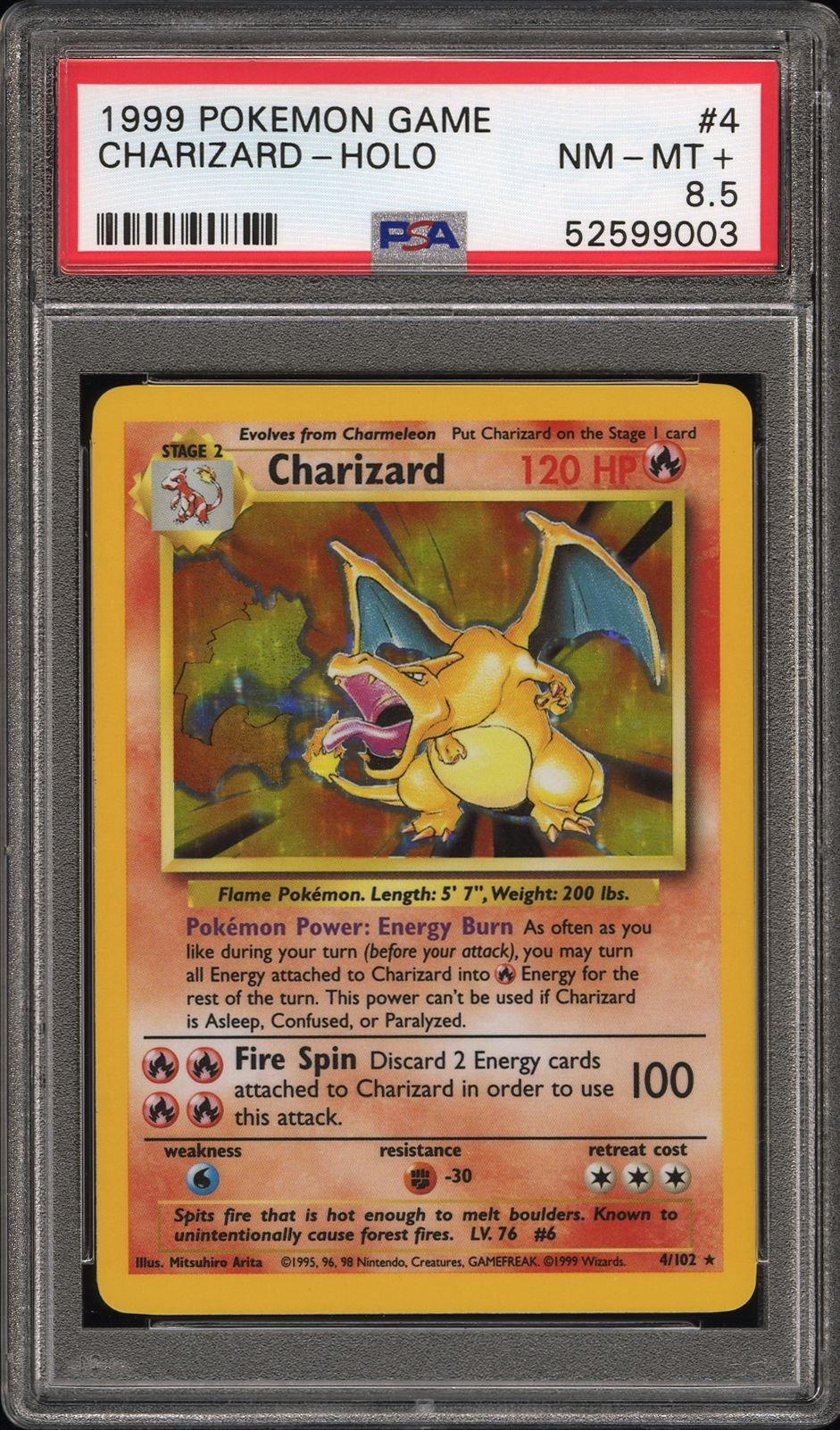 1999 Pokemon Game 4 Charizard-holo PSA NM-MT+ 8.5