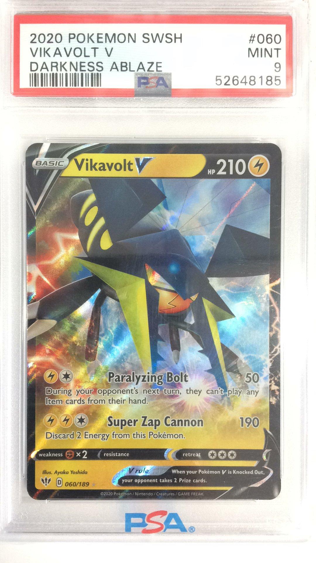 2020 Pokemon Sword & Shield Darkness Ablaze 060 Vikavolt V PSA 9