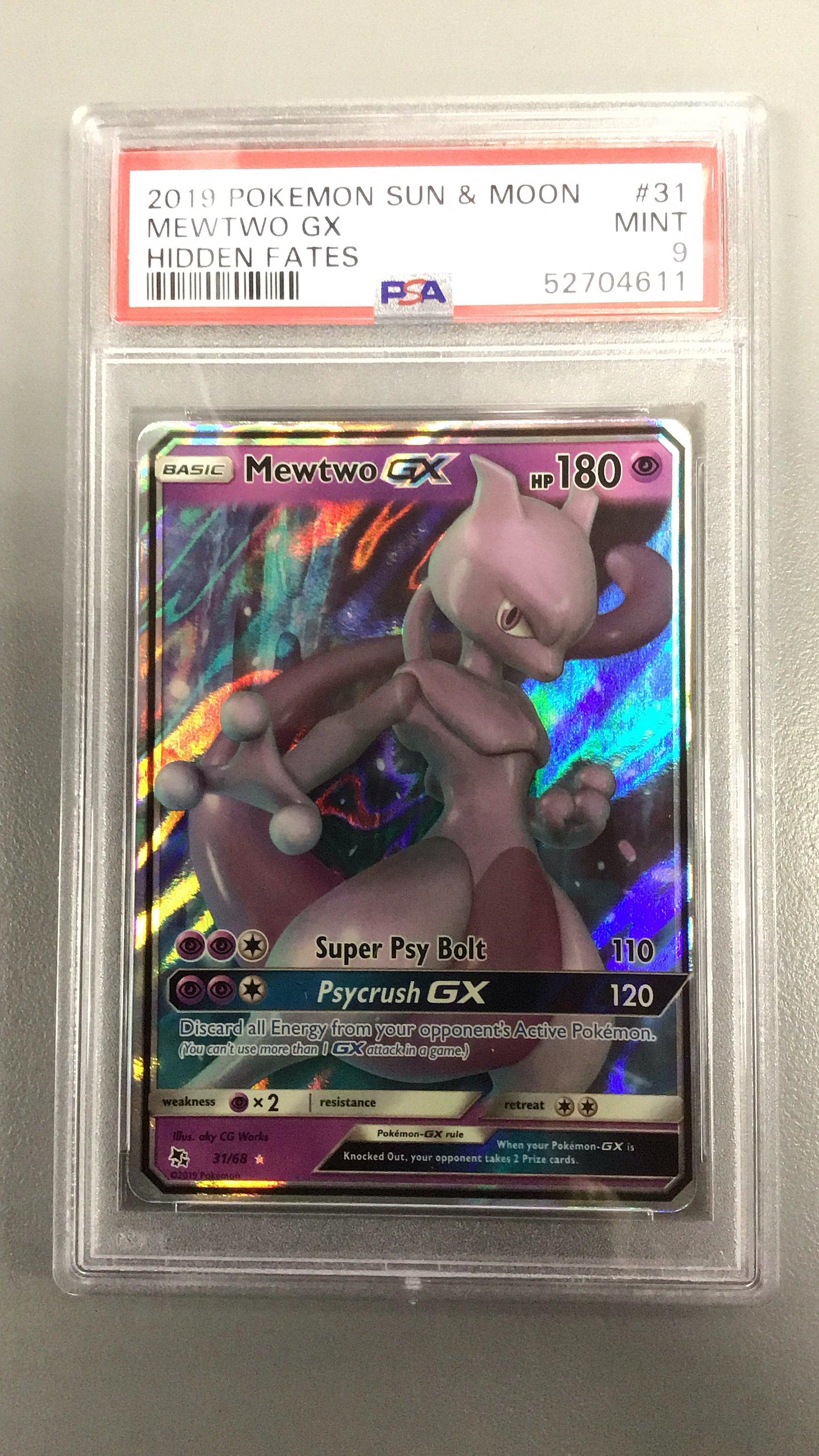 2019 Pokemon Sun & Moon Hidden Fates 31 Mewtwo Gx PSA 9 Graded