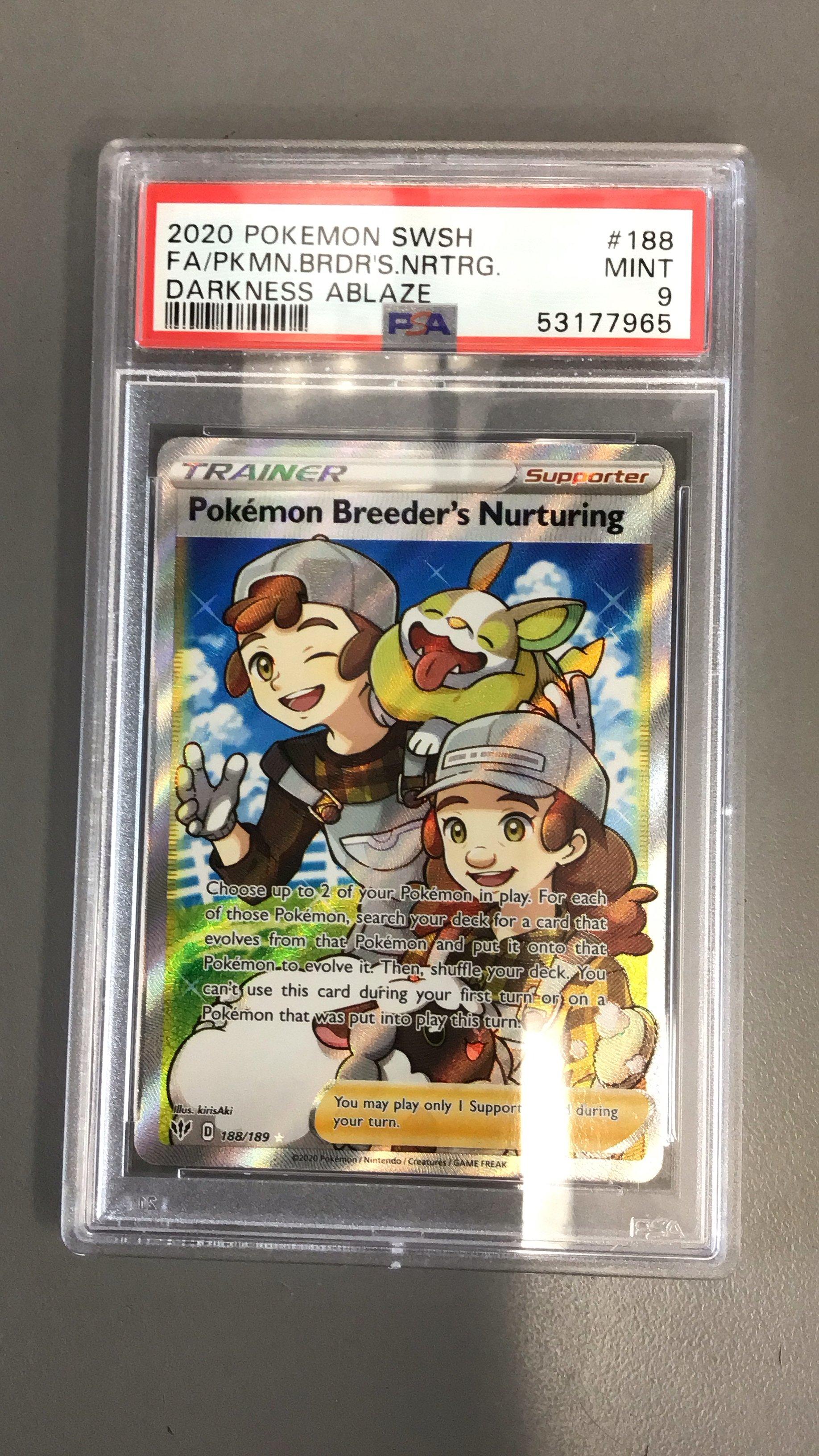 2020 Pokemon Sword & Shield Darkness Ablaze 188 Full Art/pokemon Breeder's Nurturing PSA