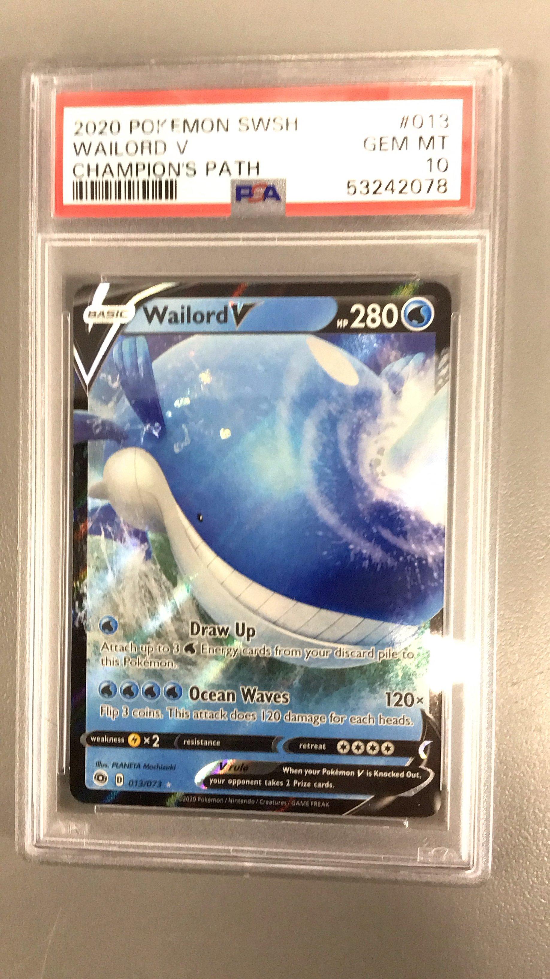 2020 Pokemon Sword & Shield Champion's Path 013 Wailord V PSA 10