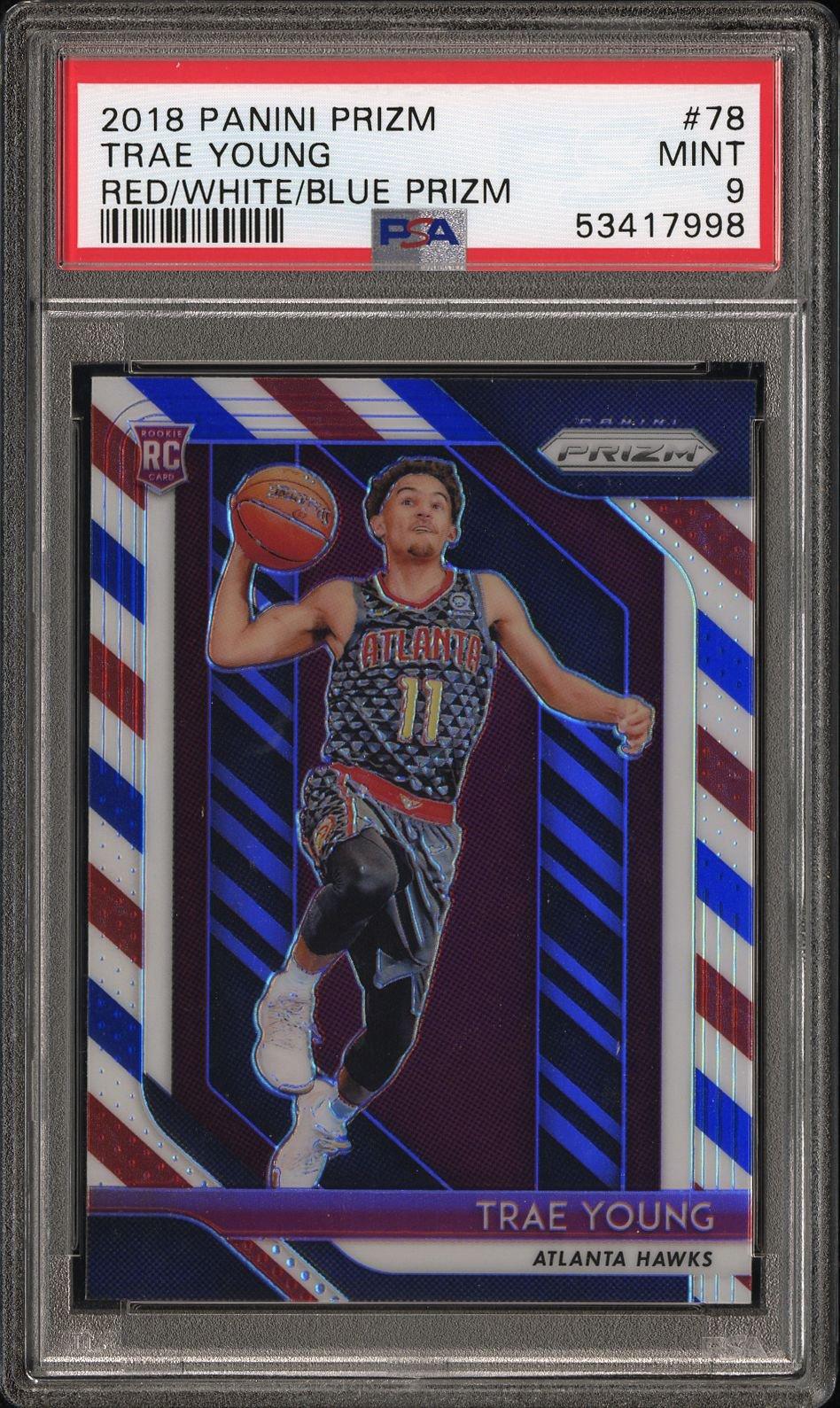 2018 Panini Prizm 78 Trae Young Red/white/blue Prizm PSA 9 Graded