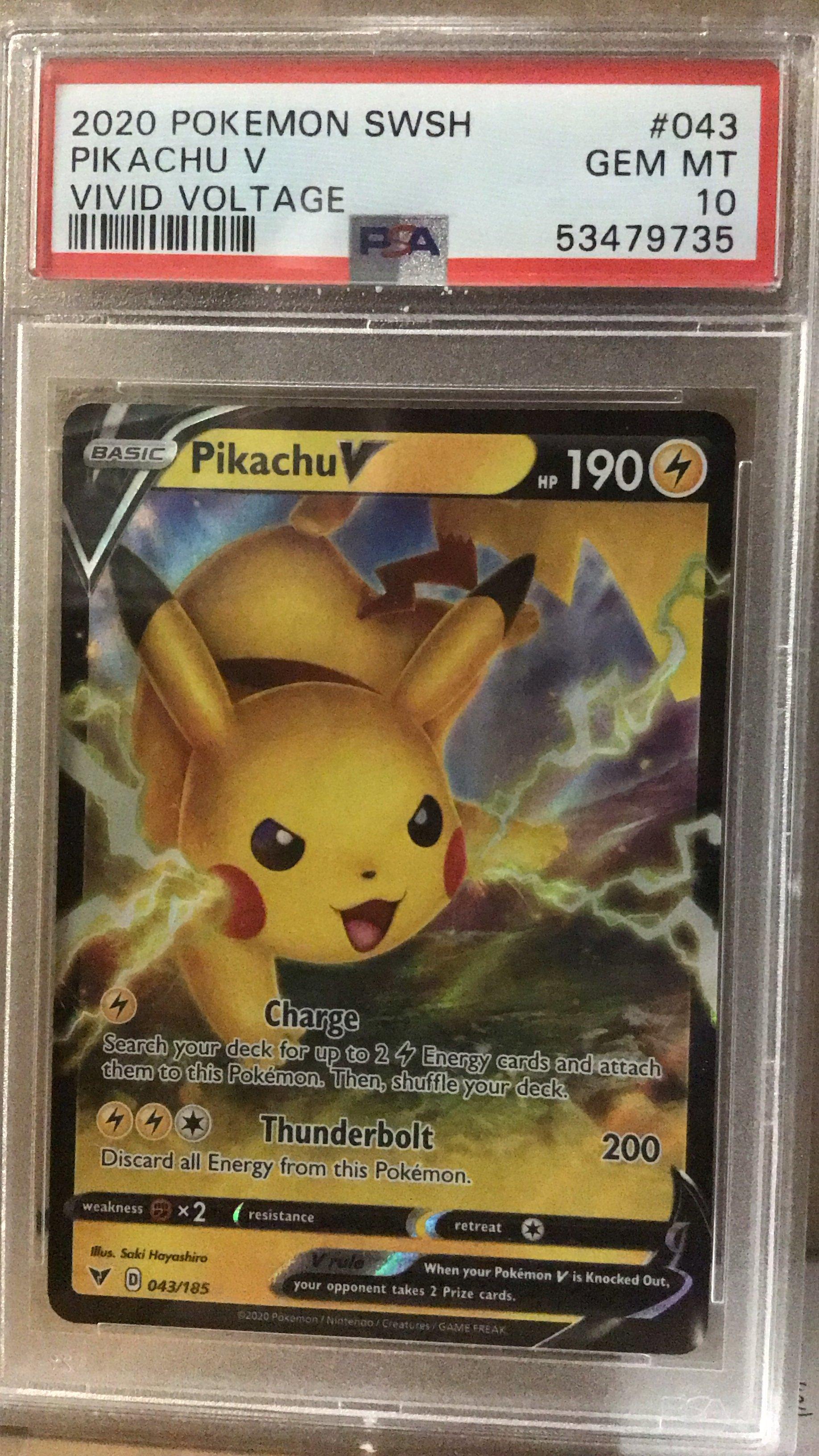 2020 Pokemon Sword & Shield Vivid Voltage 043 Pikachu V PSA 10