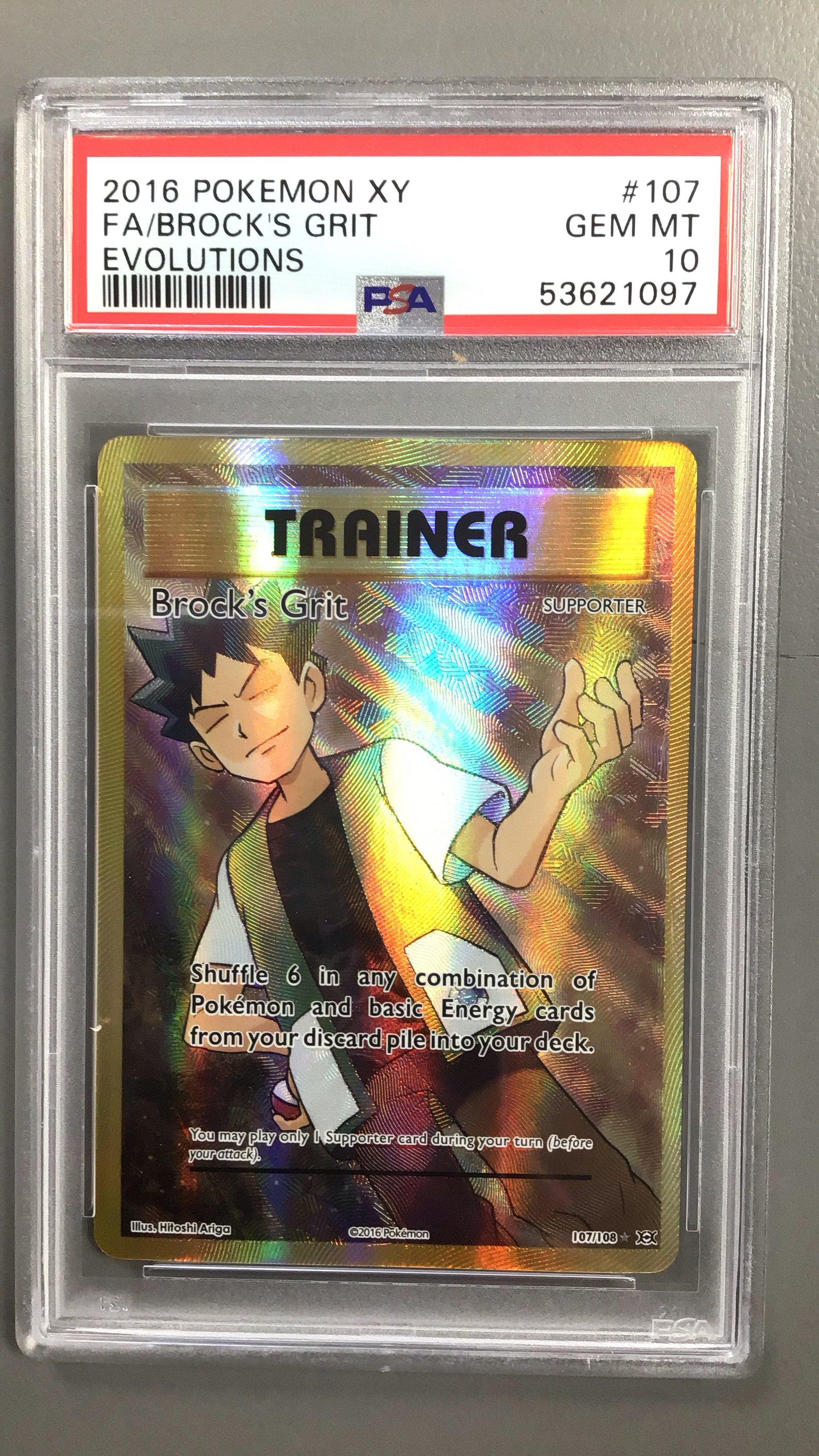 2016 Pokemon Xy Evolutions 107 Full Art/brock's Grit PSA 10 Graded Card |  GameStop