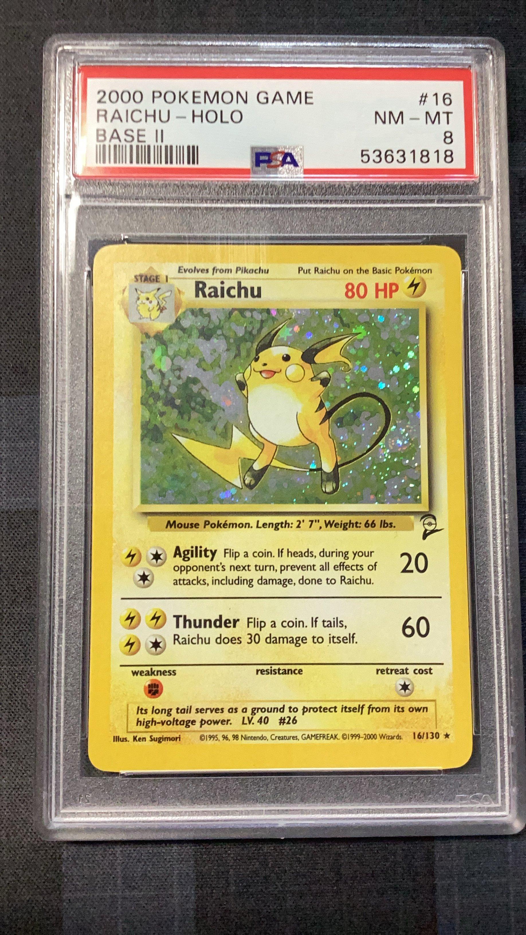 2000 Pokemon Game Base Ii 16 Raichu-holo PSA 8