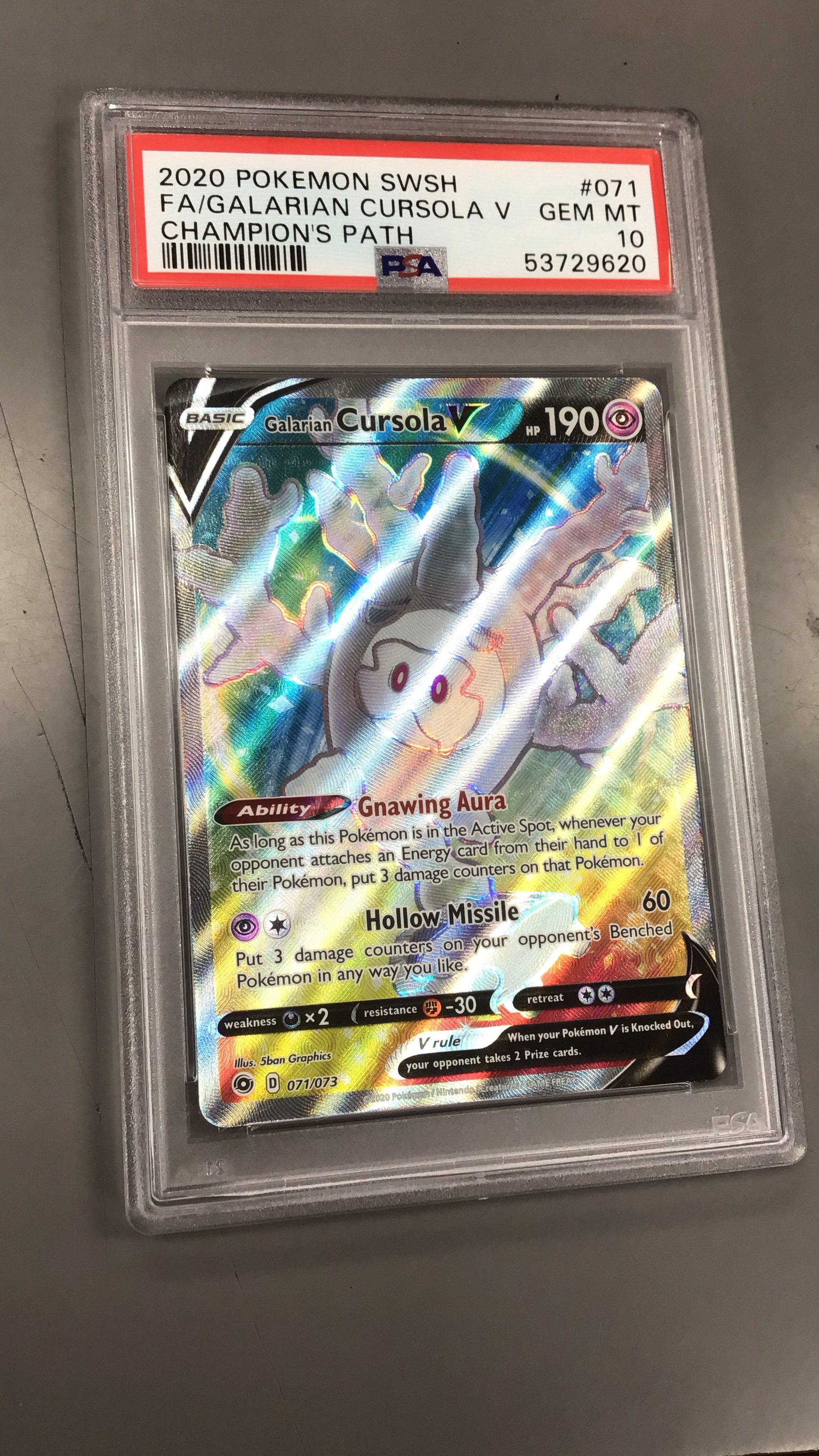 2020 Pokemon Sword & Shield Champion's Path 071 Full Art/galarian Cursola V PSA