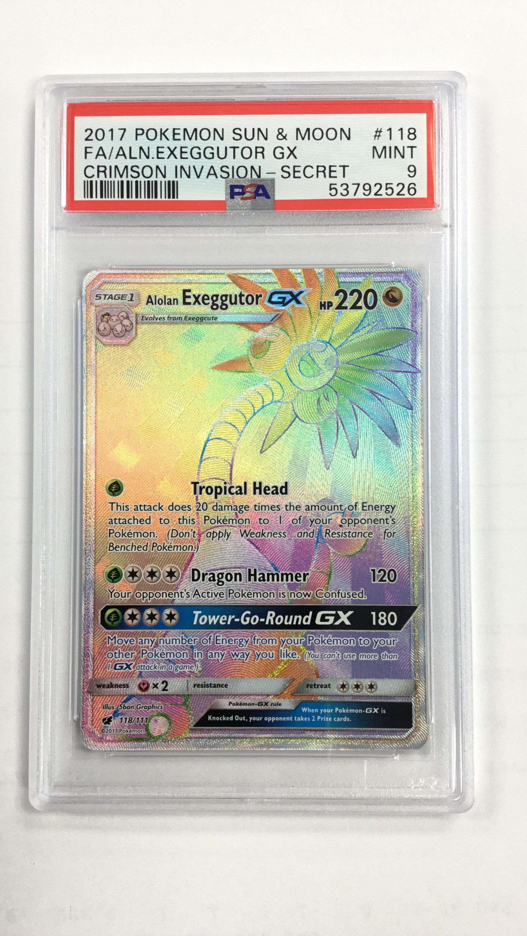 2017 Pokemon Sun & Moon Crimson Invasion 118 Full Art/alolan Exeggutor Gx Secret PSA 9