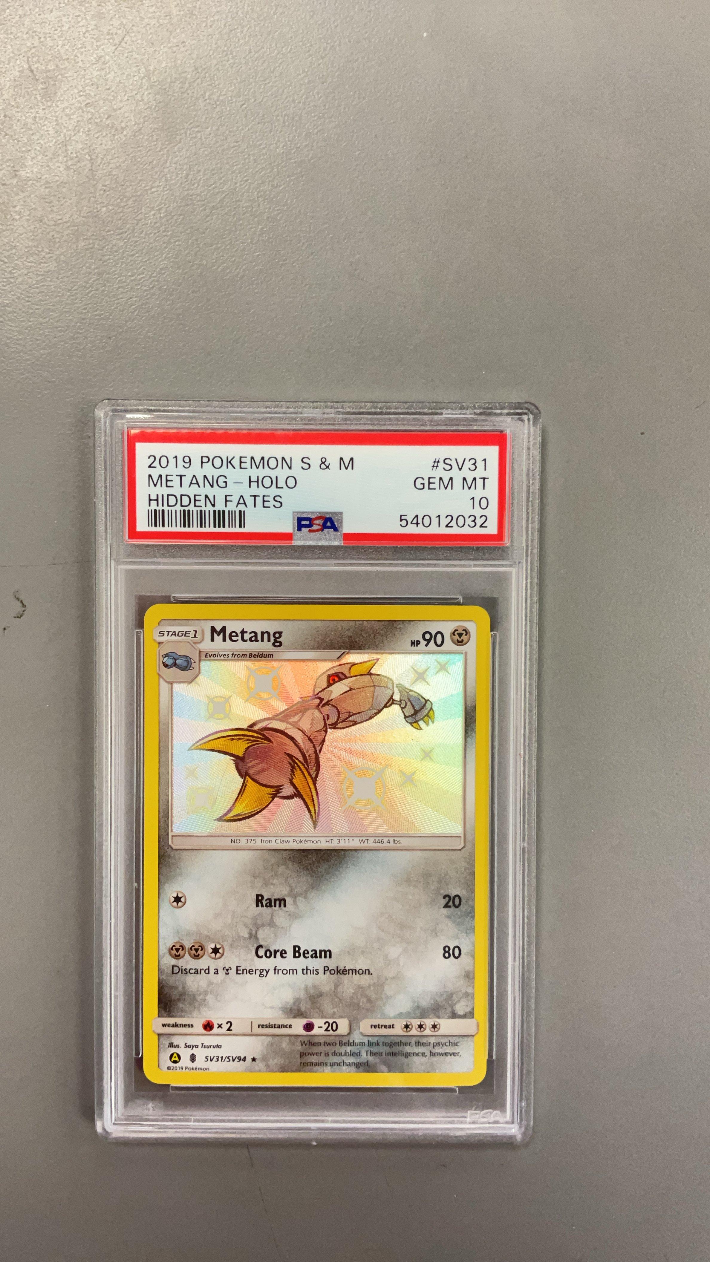 2019 Pokemon Sun & Moon Hidden Fates Sv31 Metang-holo PSA 10