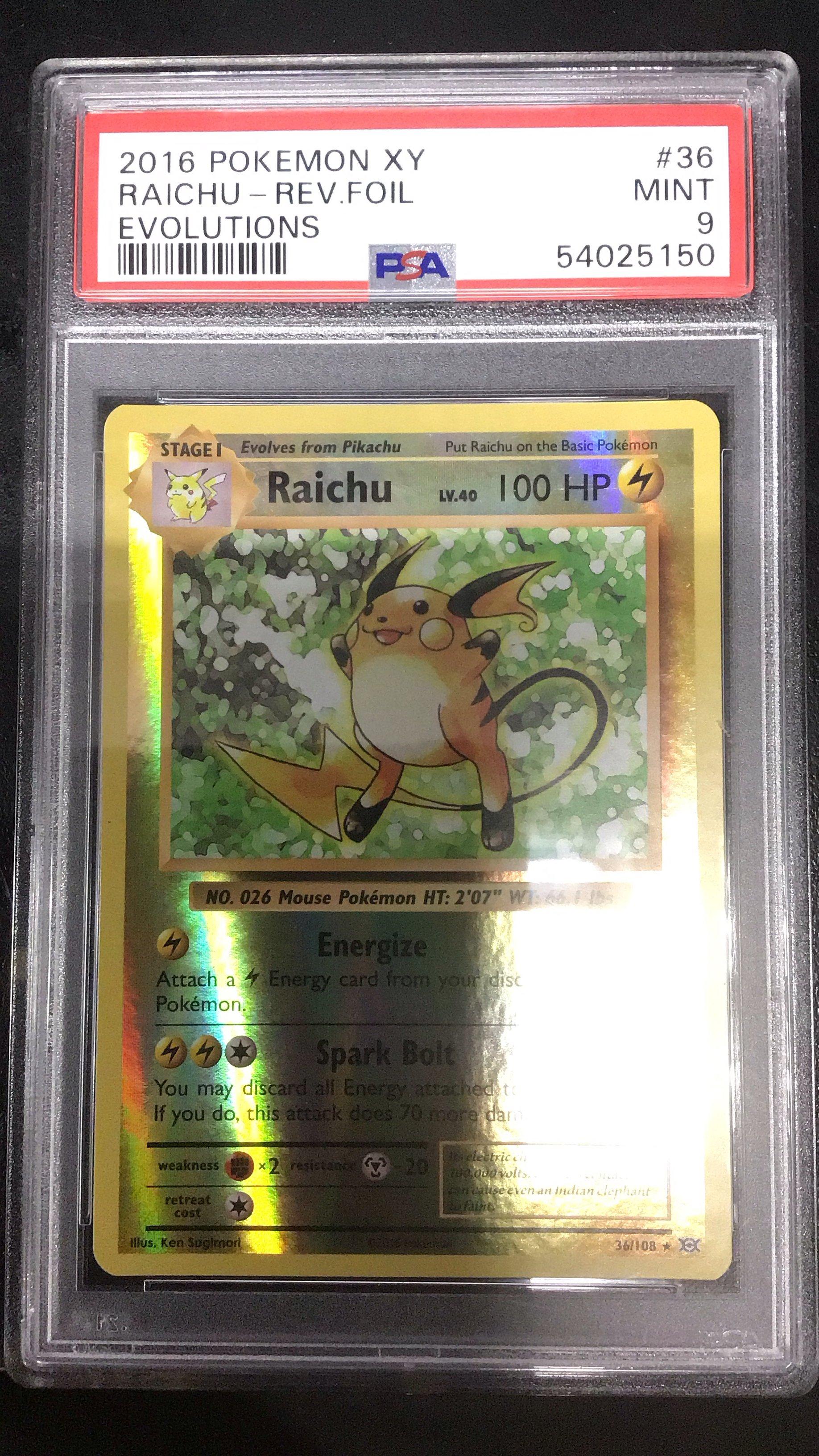 2016 Pokemon Xy Evolutions 36 Raichu-reverse Foil PSA