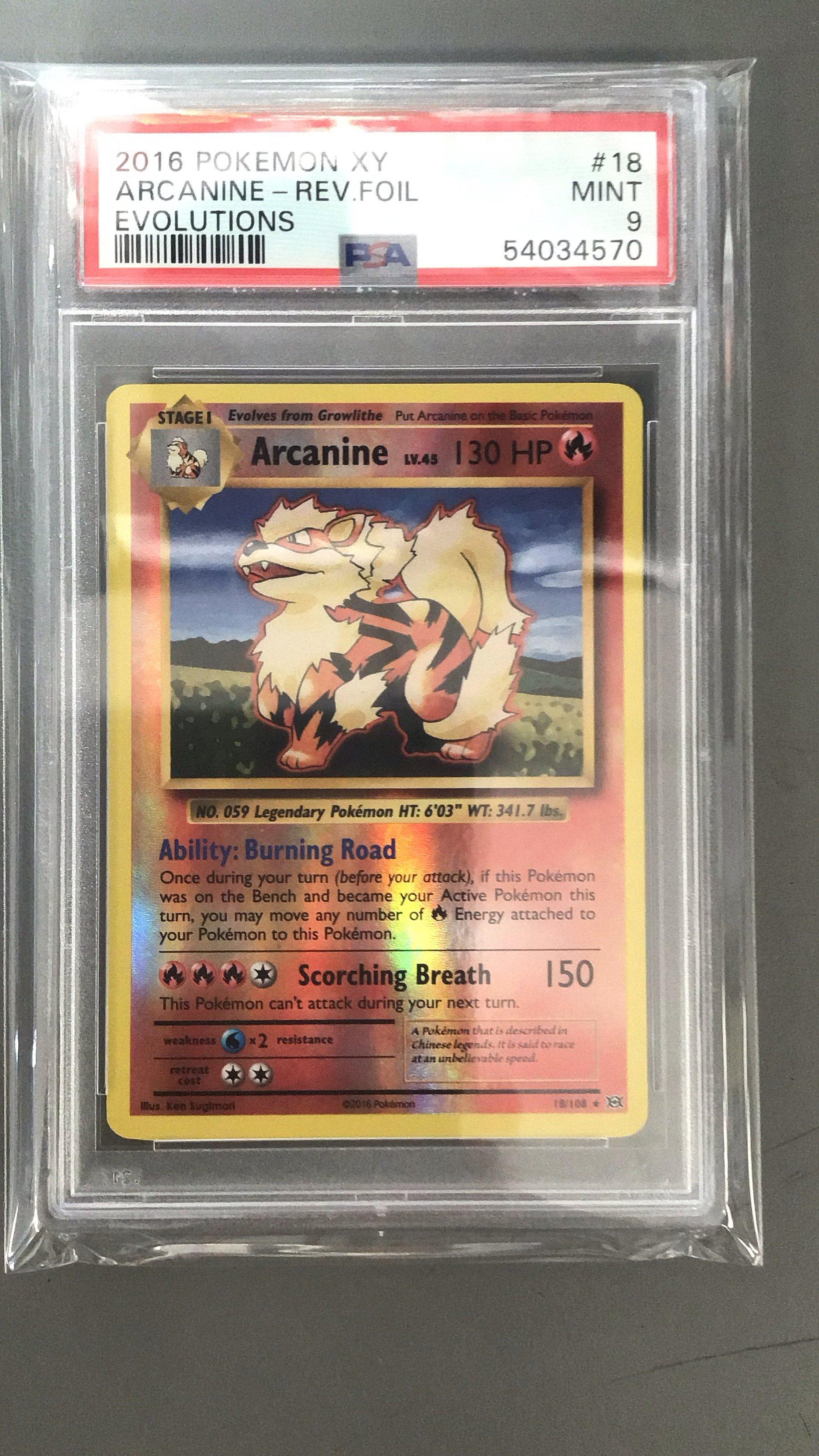 2016 Pokemon Xy Evolutions 18 Arcanine-reverse Foil PSA 9 Graded