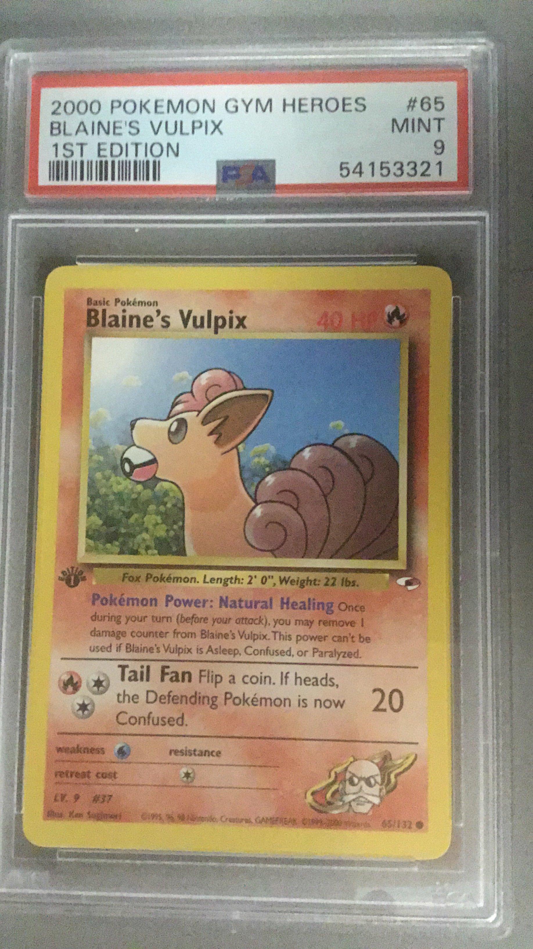 2000 Pokemon Gym Heroes 65 Blaine's Vulpix 1st Edition PSA