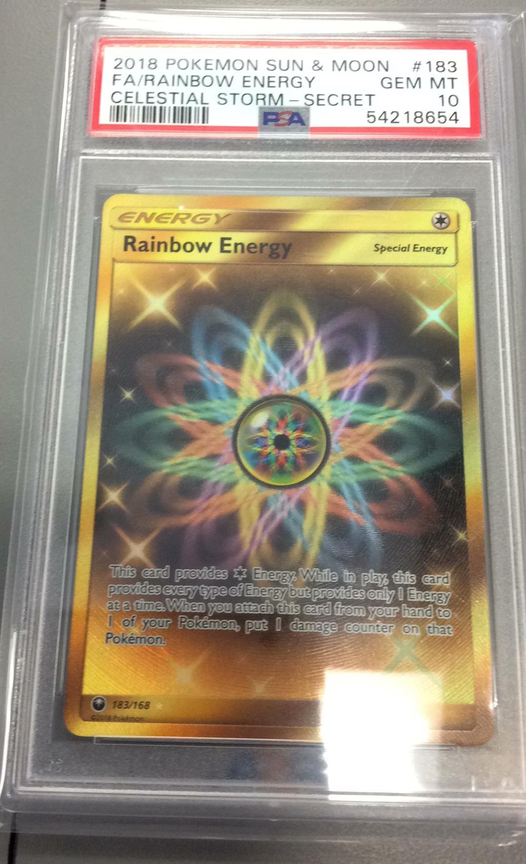 2018 Pokemon Sun & Moon Celestial Storm 183 Full Art/rainbow Energy Secret  PSA 10 Graded Card | GameStop
