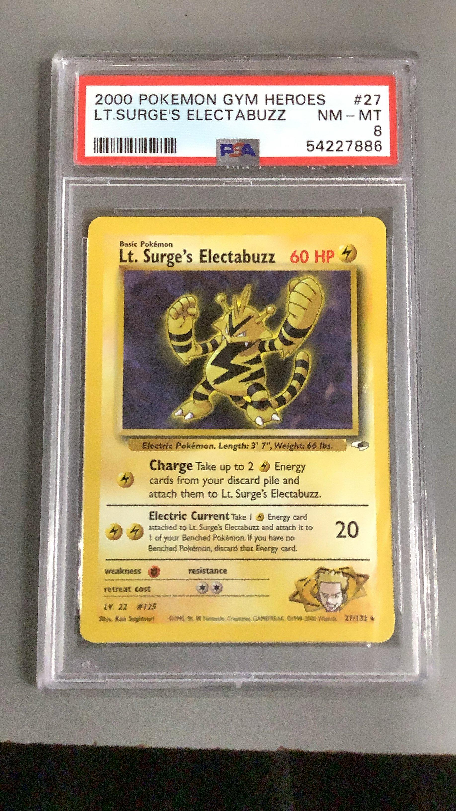 2000 Pokemon Gym Heroes 27 Lt. Surge's Electabuzz PSA 8
