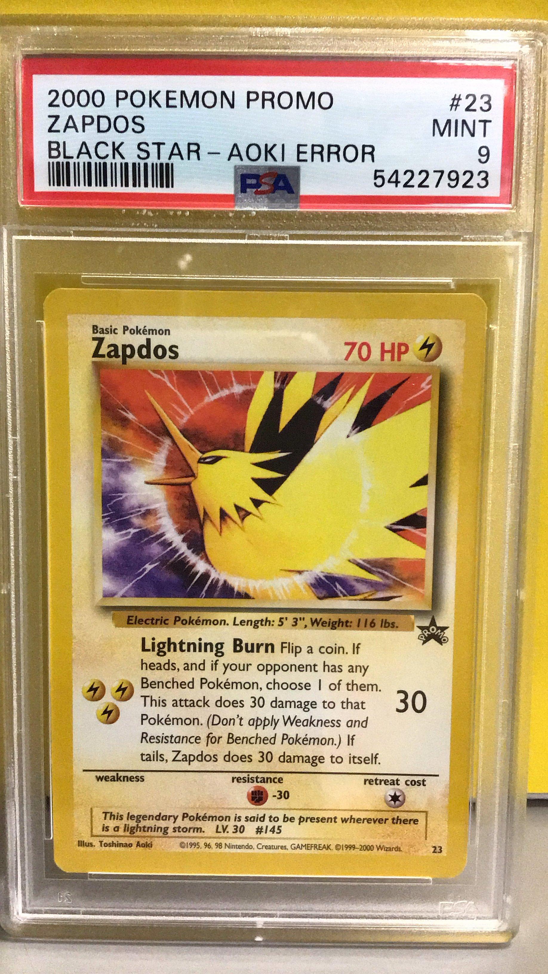 Bonpoint♡TONINOトレーナー♡10A 2000 Pokemon Promo Black Star 23 Zapdos Toshinao Aoki Error PSA 9