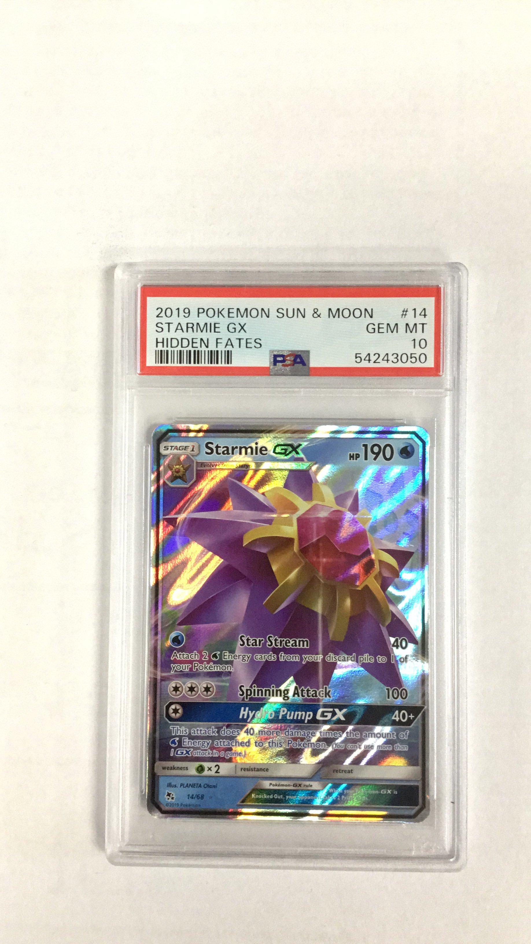 2019 Pokemon Sun & Moon Hidden Fates 14 Starmie Gx PSA 10 Graded