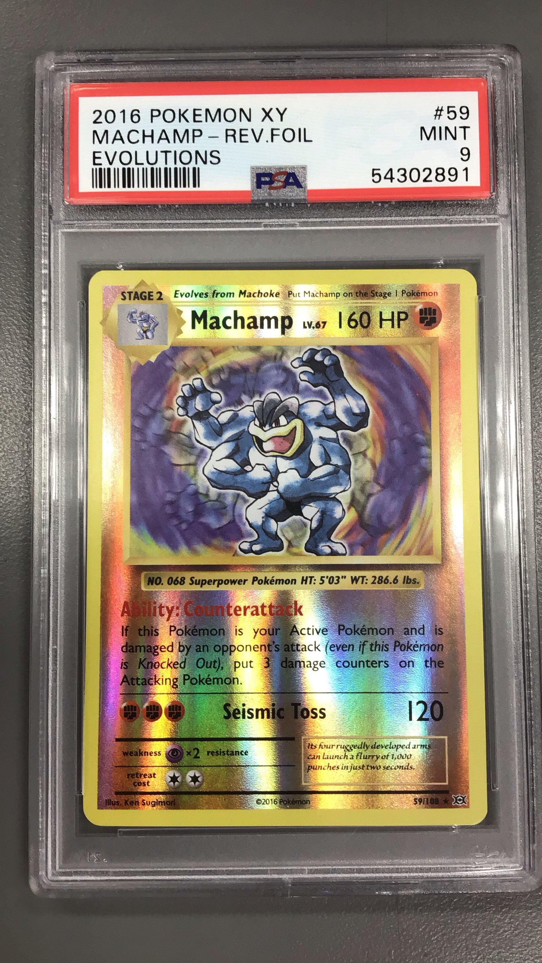 2016 Pokemon Xy Evolutions 59 Machamp-reverse Foil PSA