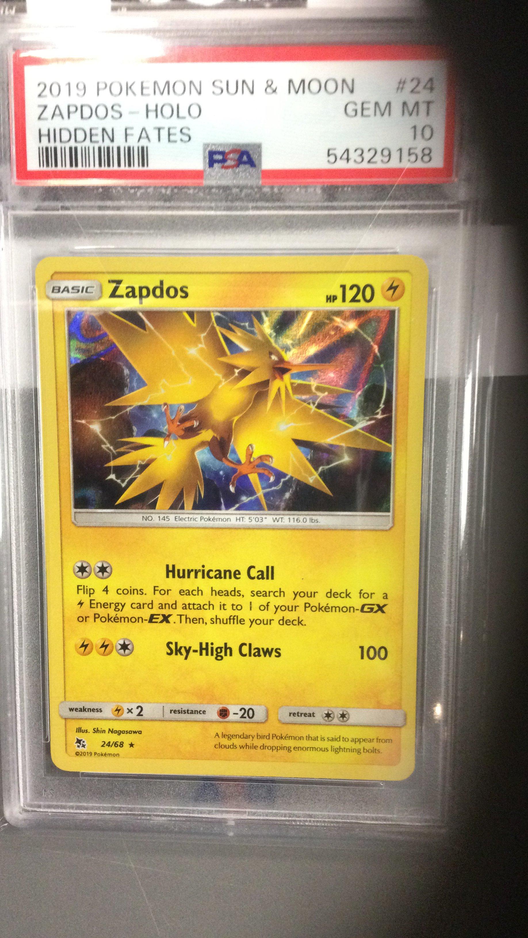 2019 Pokemon Sun & Moon Hidden Fates 24 Zapdos-holo PSA 10 | GameStop