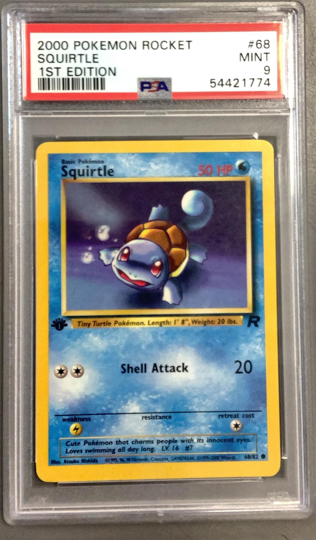 2000 Pokemon Rocket 68 Squirtle 1st Edition PSA 9 Graded Card