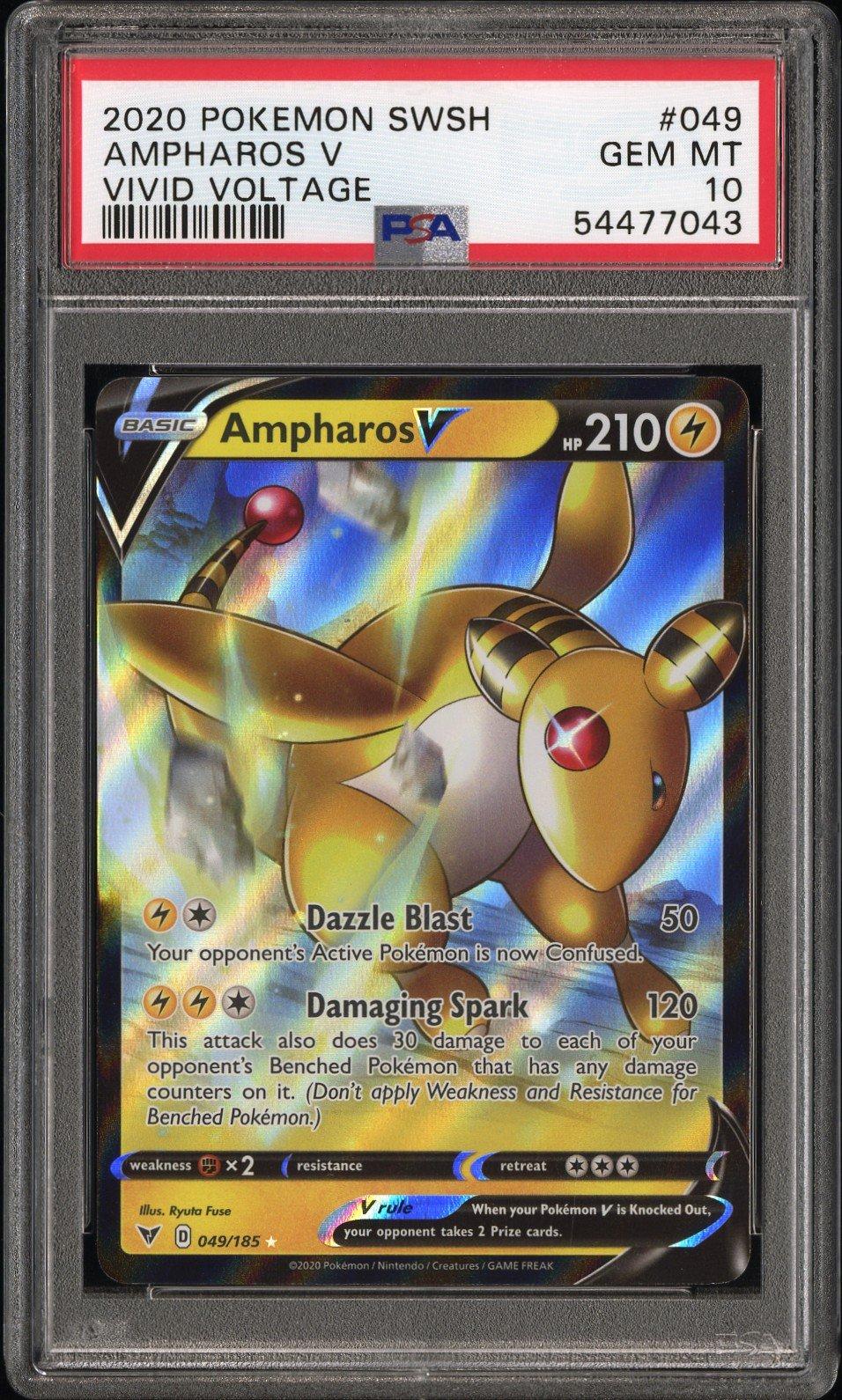 2020 Pokemon Sword & Shield Vivid Voltage 049 Ampharos V PSA