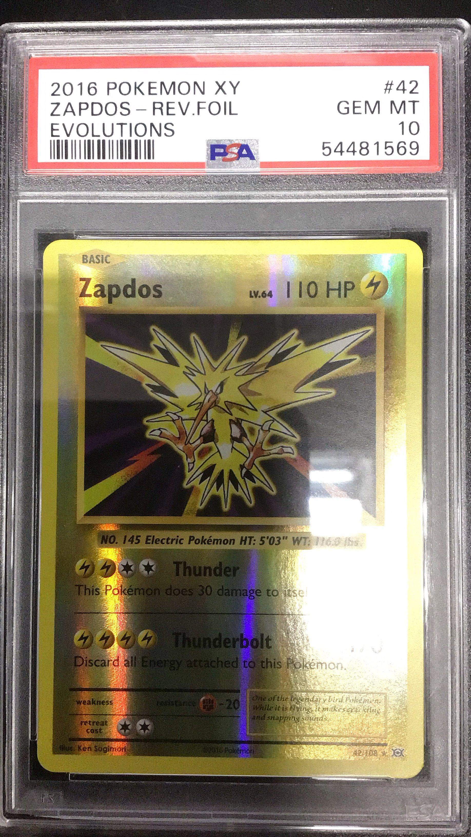 2016 Pokemon Xy Evolutions 42 Zapdos-reverse Foil PSA 10 Graded