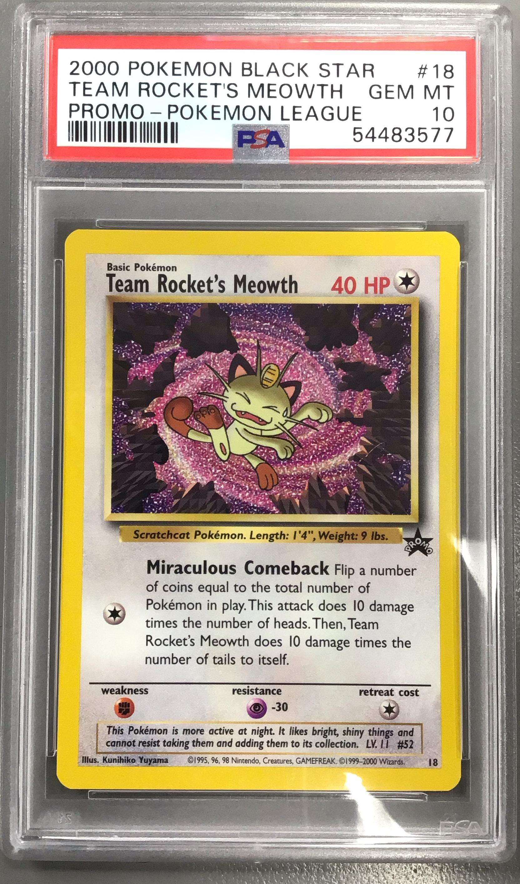2000 Pokemon Promo Black Star 18 Team Rocket's Meowth Pokemon
