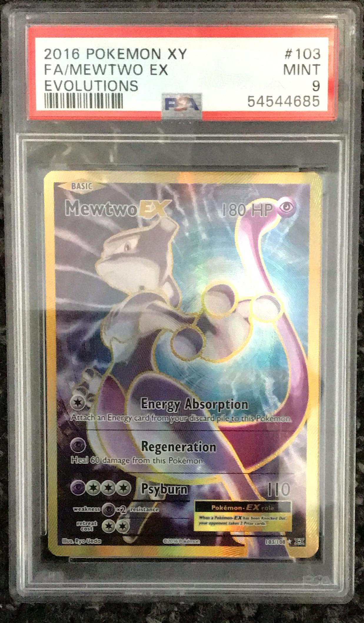 2016 Pokemon Xy Evolutions 103 Full Art/mewtwo Ex PSA 9 Graded