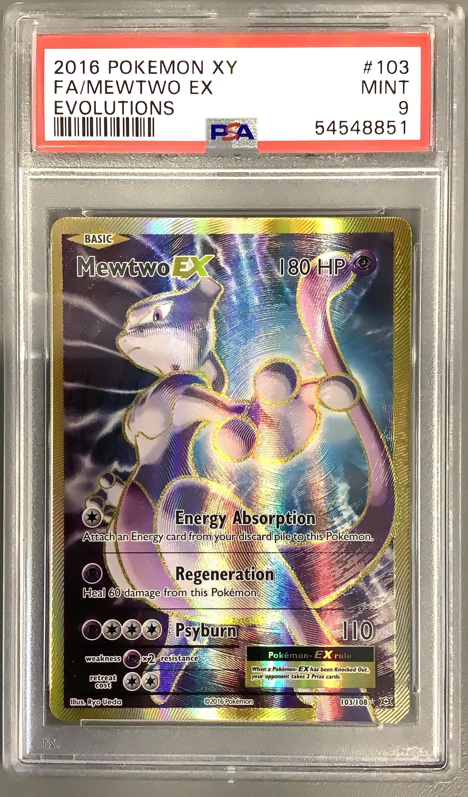 2016 Pokemon Xy Evolutions 103 Full Art/mewtwo Ex PSA 9 Graded
