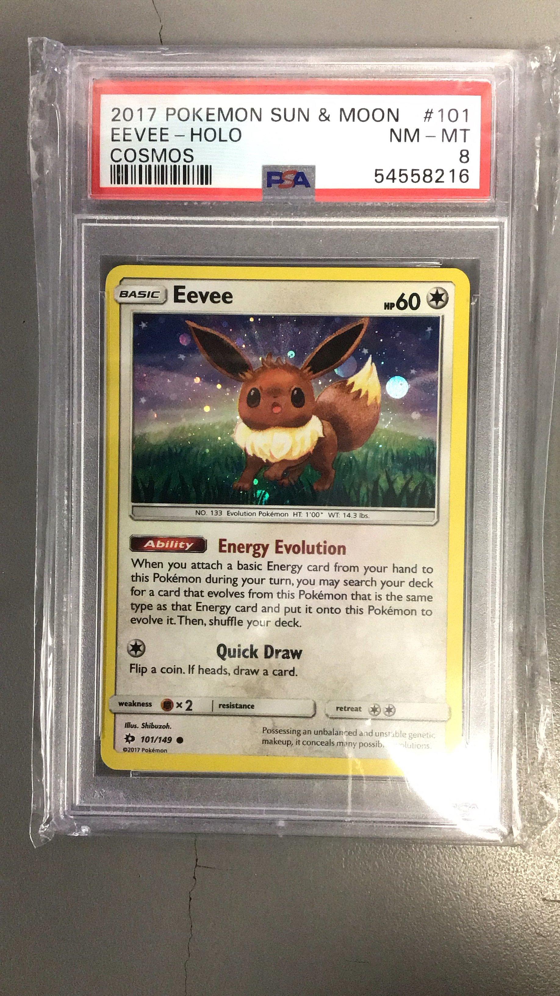 2017 Pokemon Sun & Moon 101 Eevee-holo Cosmos PSA 8 | GameStop