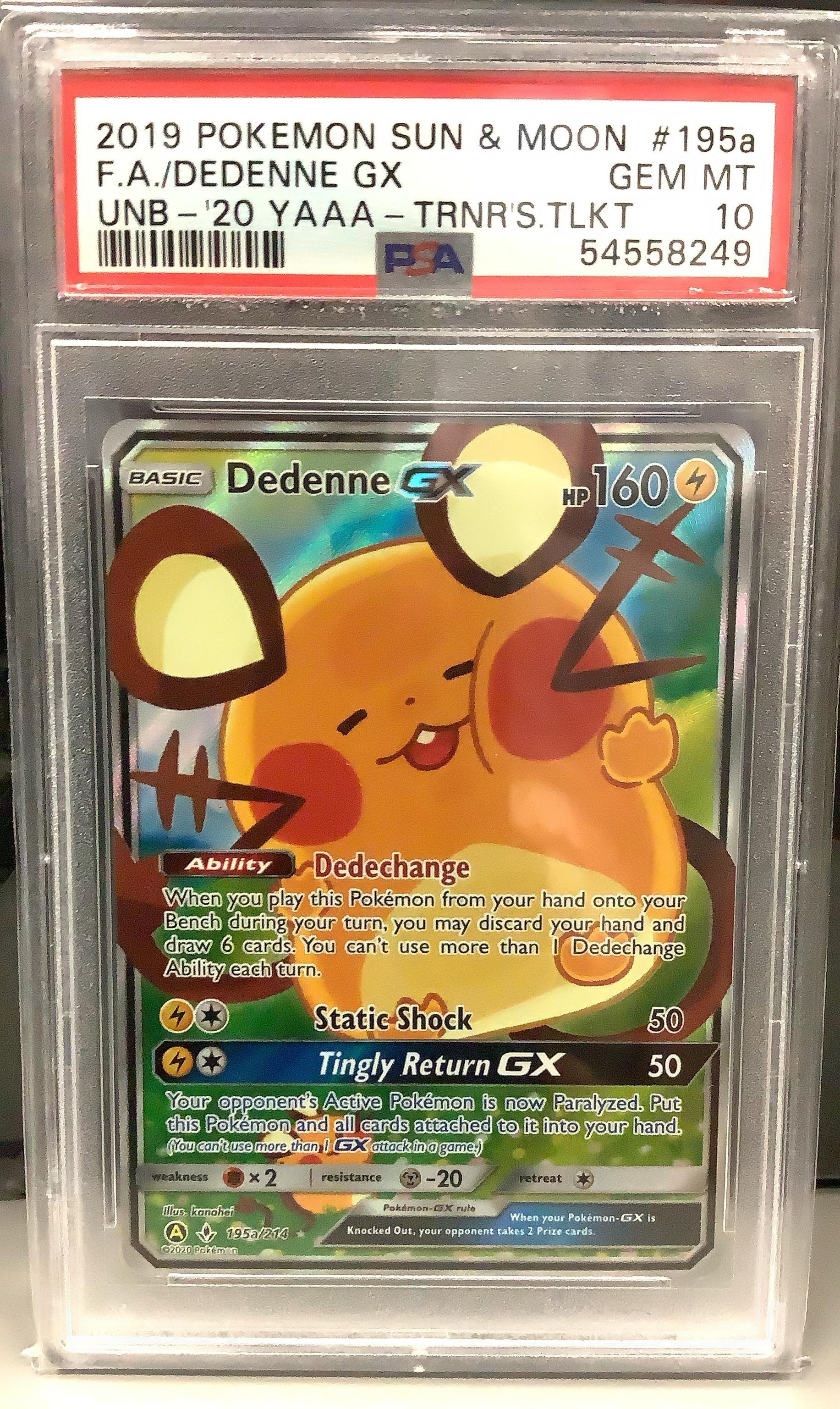 2019 Pokemon Sun & Moon Unbroken Bonds 195a Full Art/dedenne Gx 2020 Yellow A Alternate Art Trainer's Toolkit PSA