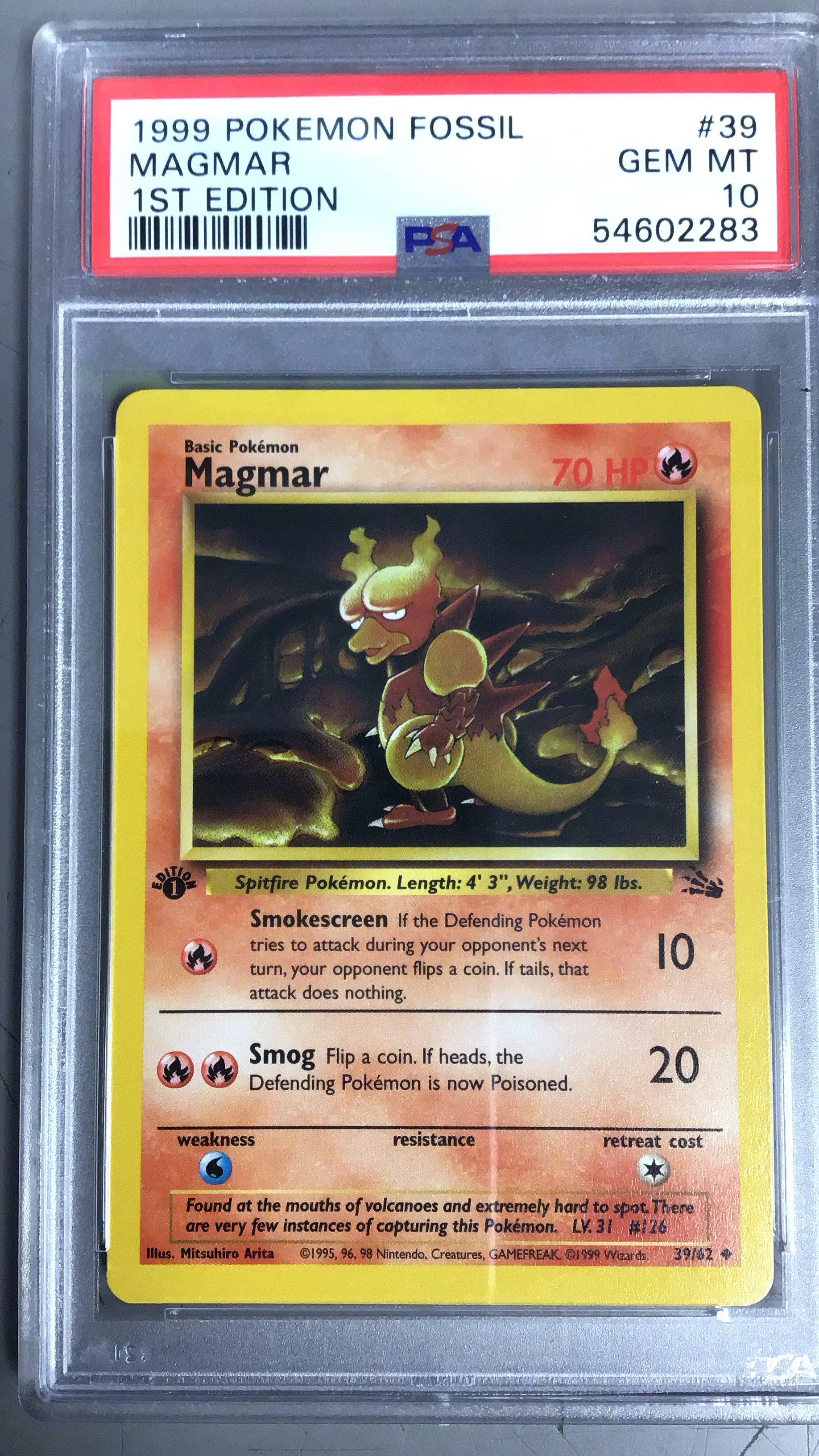 1999 Pokemon Fossil 39 Magmar 1st Edition PSA