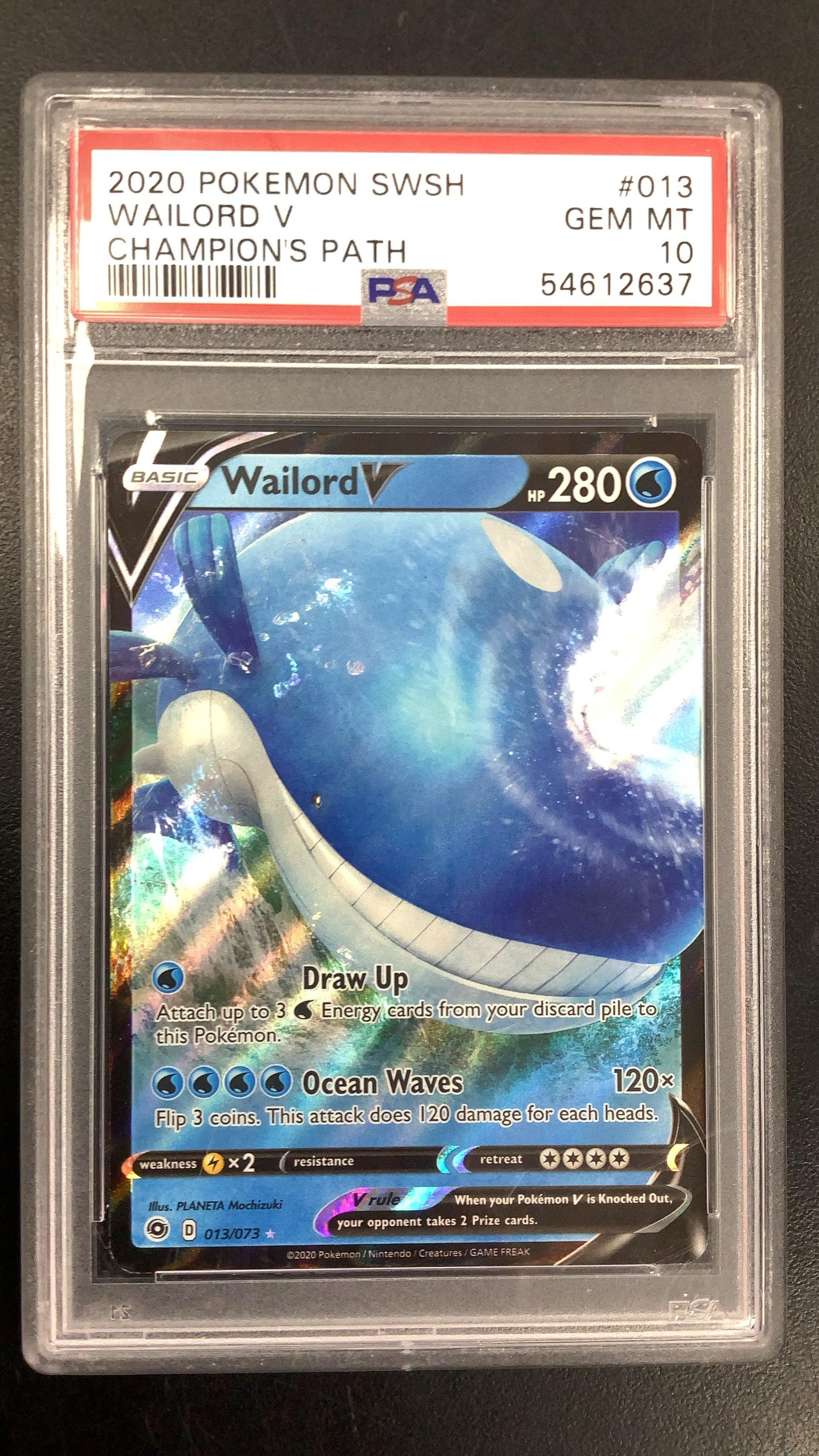 2020 Pokemon Sword & Shield Champion's Path 013 Wailord V PSA 10