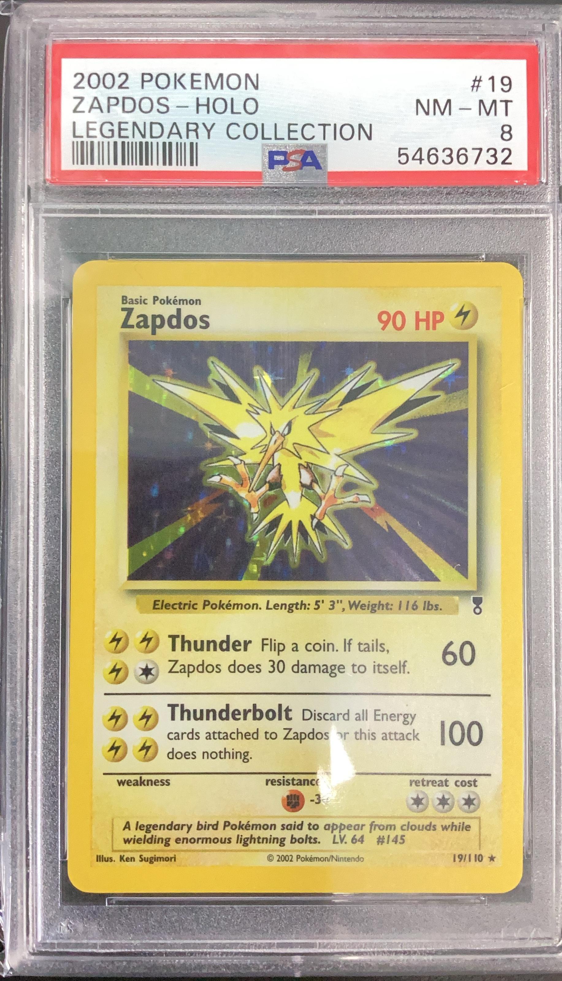 2002 Pokemon Legendary Collection 19 Zapdos-holo PSA 8 Graded Card