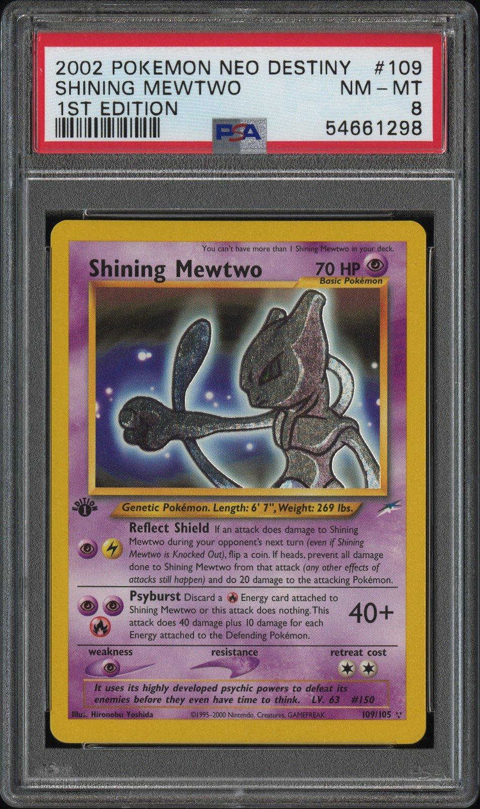 2002 Pokemon Neo Destiny 109 Shining Mewtwo 1st Edition PSA 8