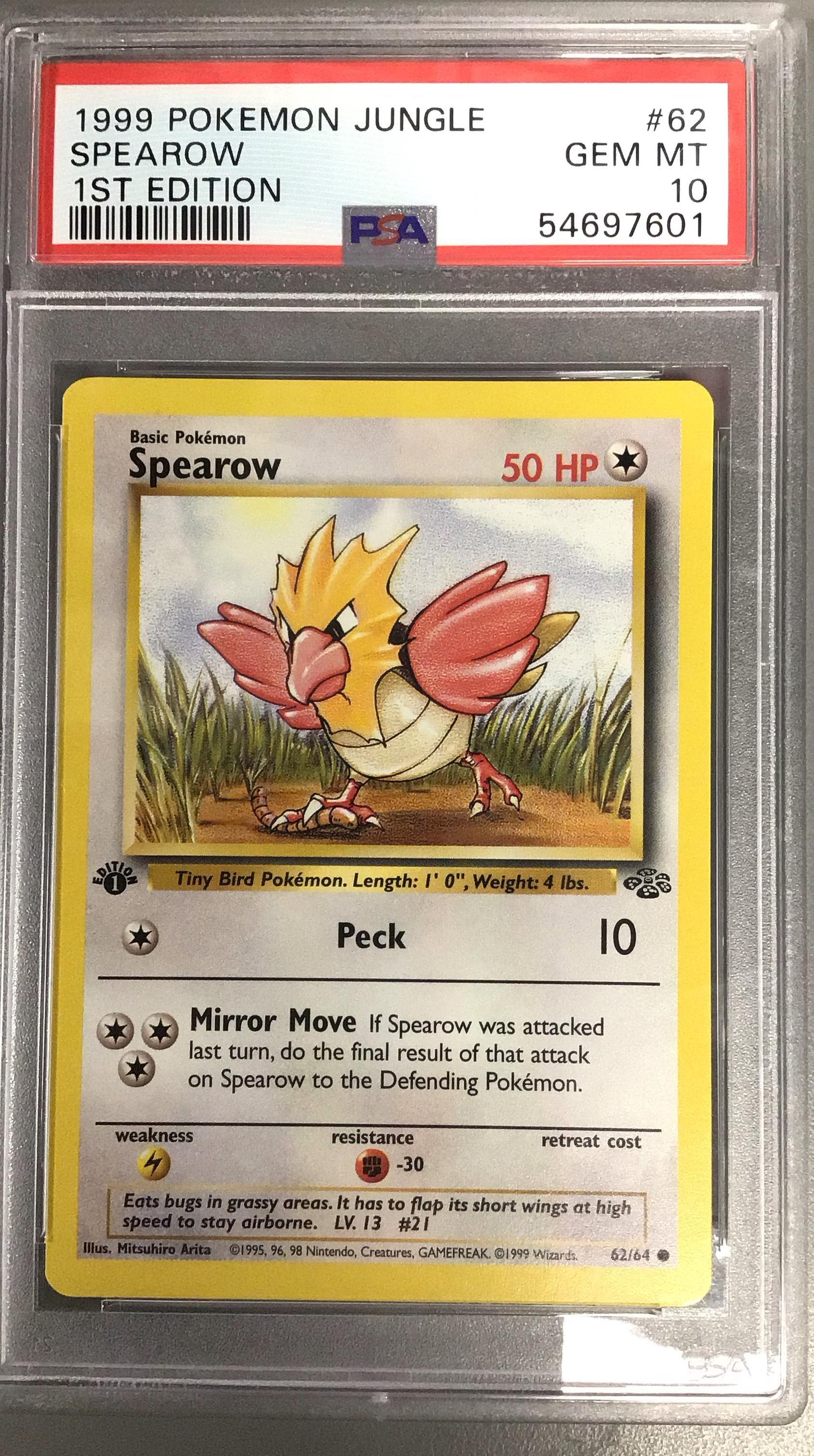 1999 Pokemon Jungle 62 Spearow 1st Edition PSA