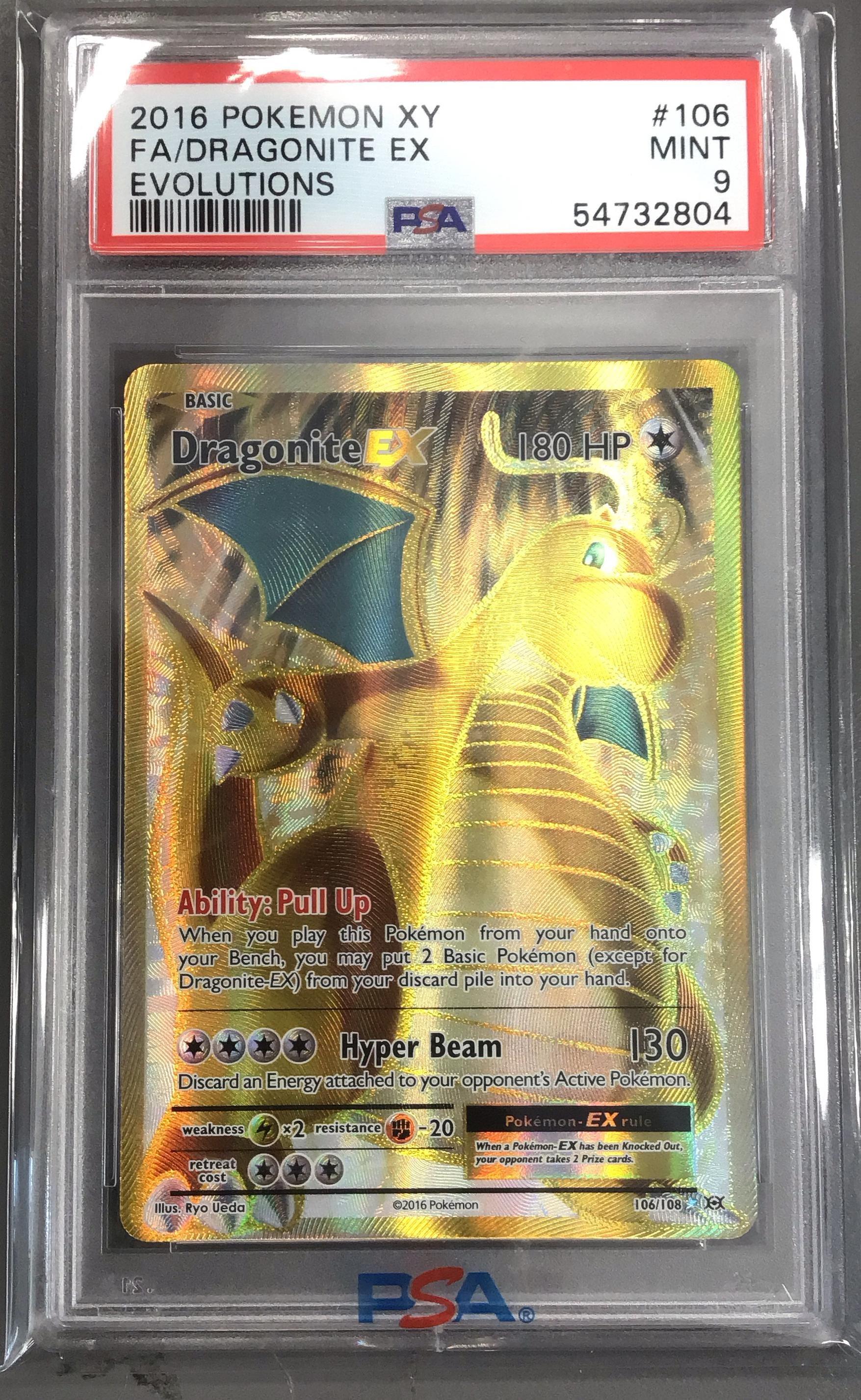 2016 Pokemon Xy Evolutions 106 Full Art/dragonite Ex PSA 9 Graded