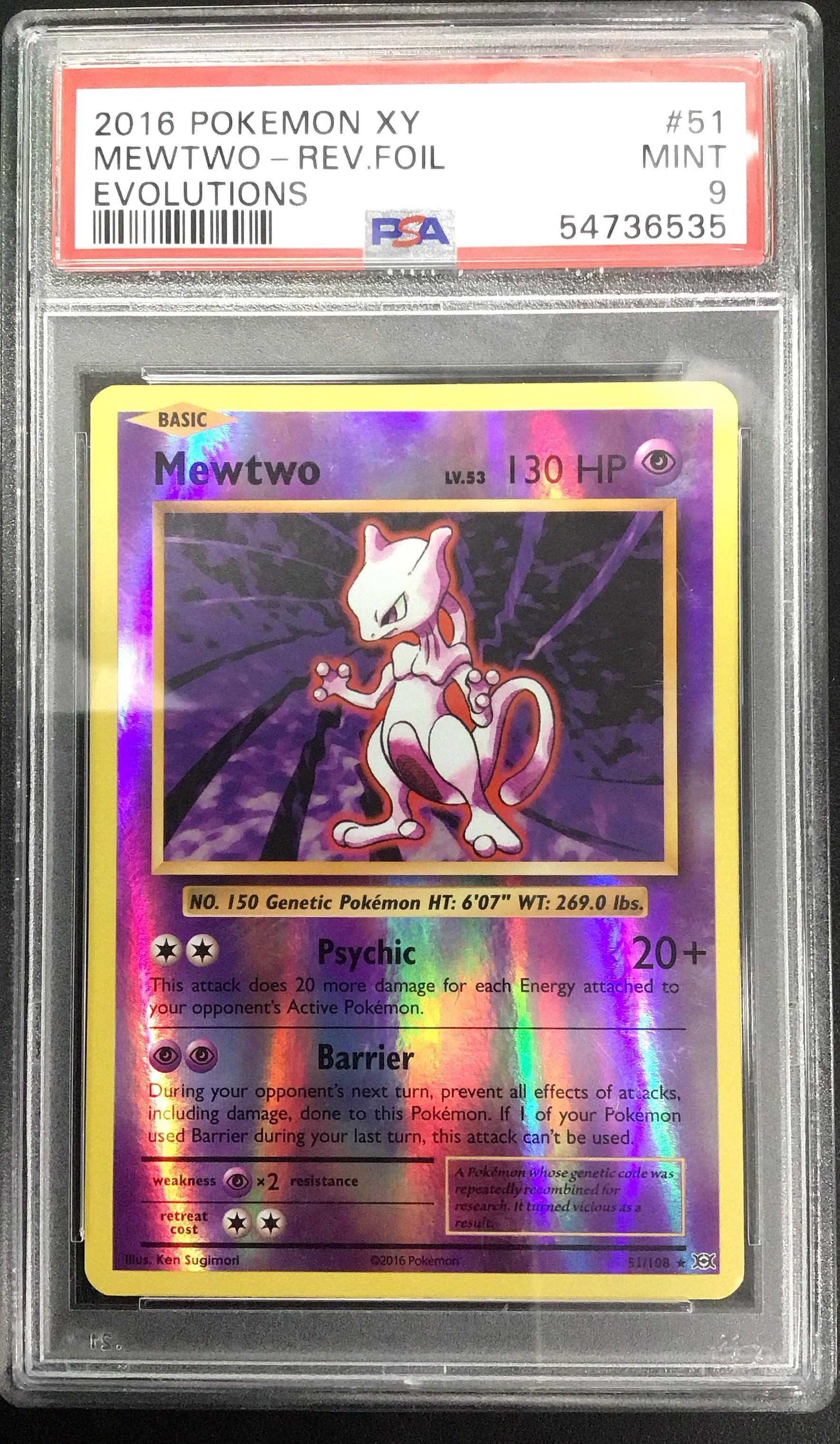 2016 Pokemon Xy Evolutions 51 Mewtwo-reverse Foil PSA