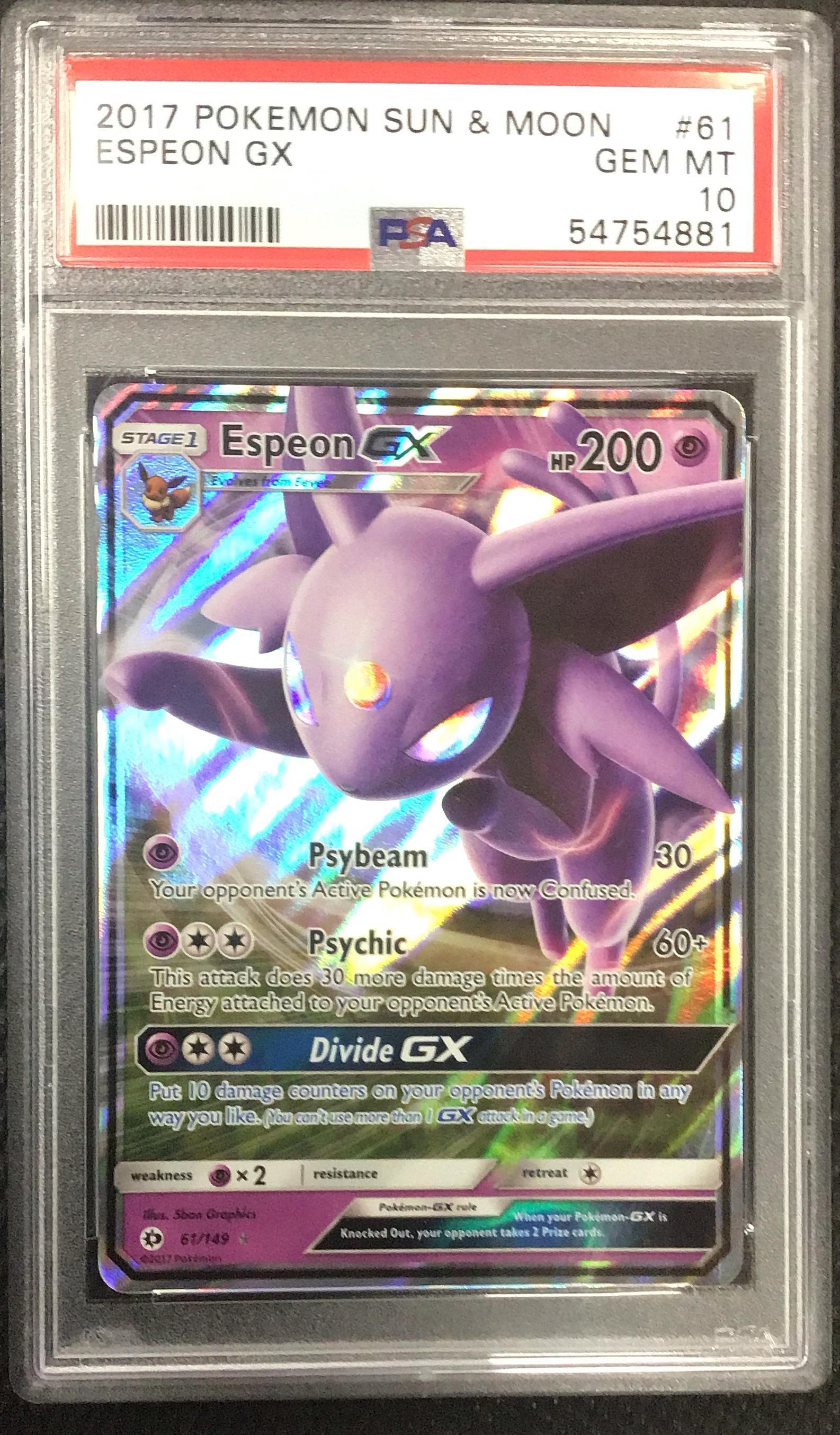 2017 Pokemon Sun & Moon 61 Espeon Gx PSA