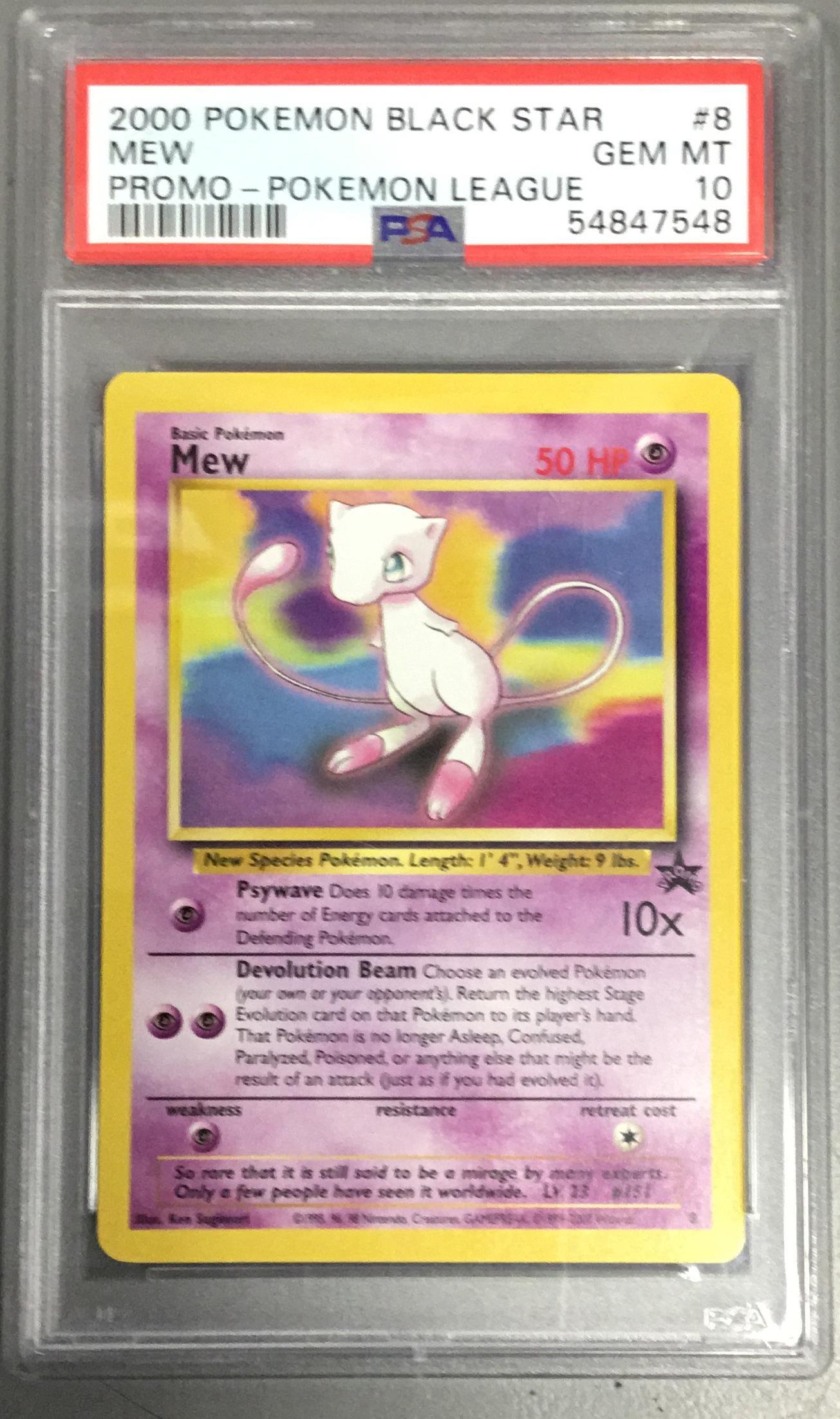 2000 Pokemon Promo Black Star 8 Mew Pokemon League PSA 10 Graded