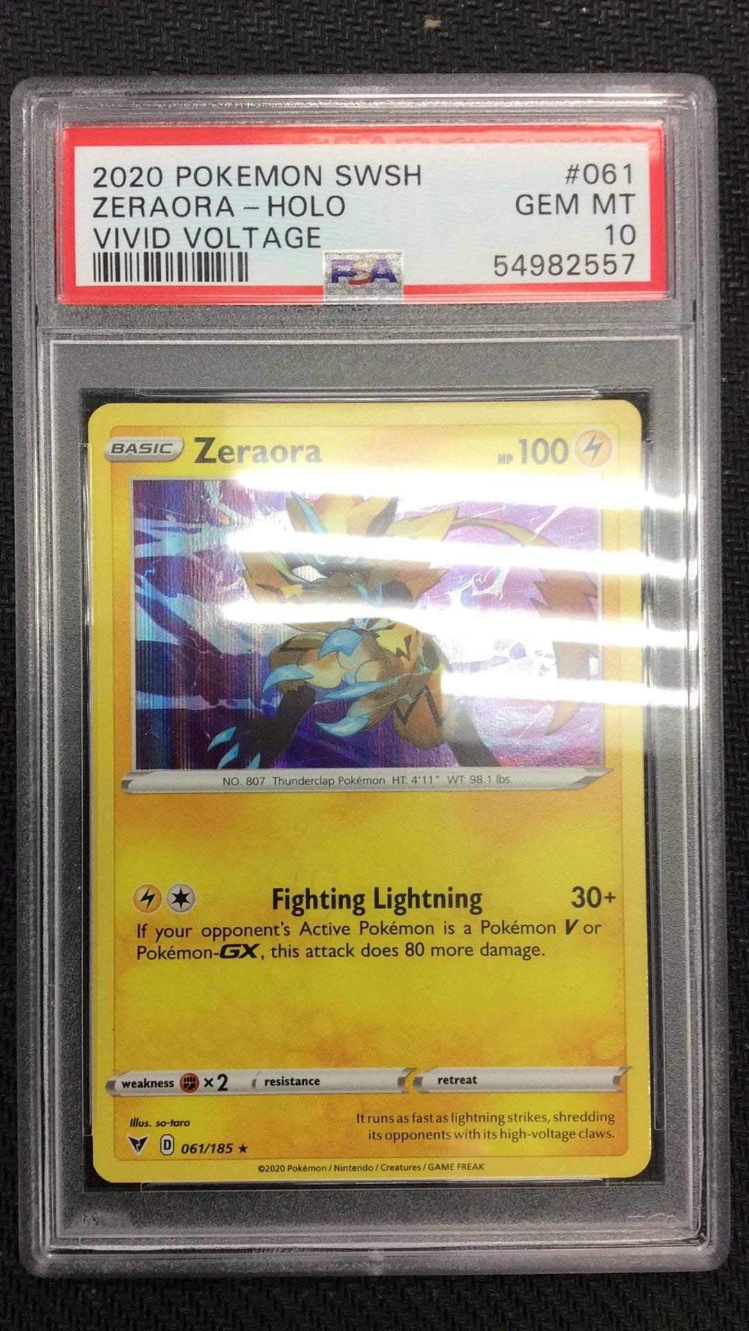 2020 Pokemon Sword & Shield Vivid Voltage 061 Zeraora-holo PSA 10