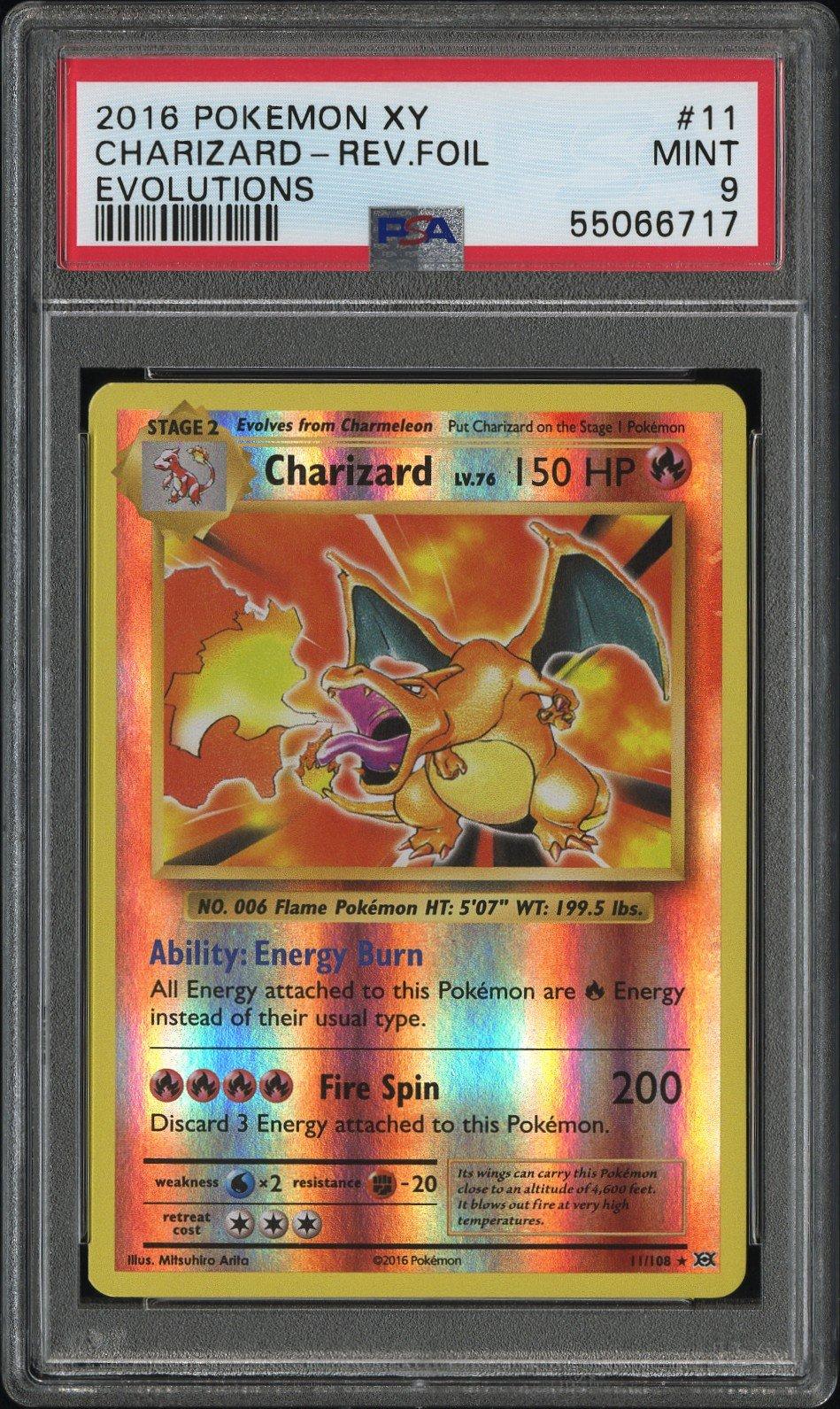 2016 Pokemon Xy Evolutions 11 Charizard-reverse Foil PSA 9 Graded