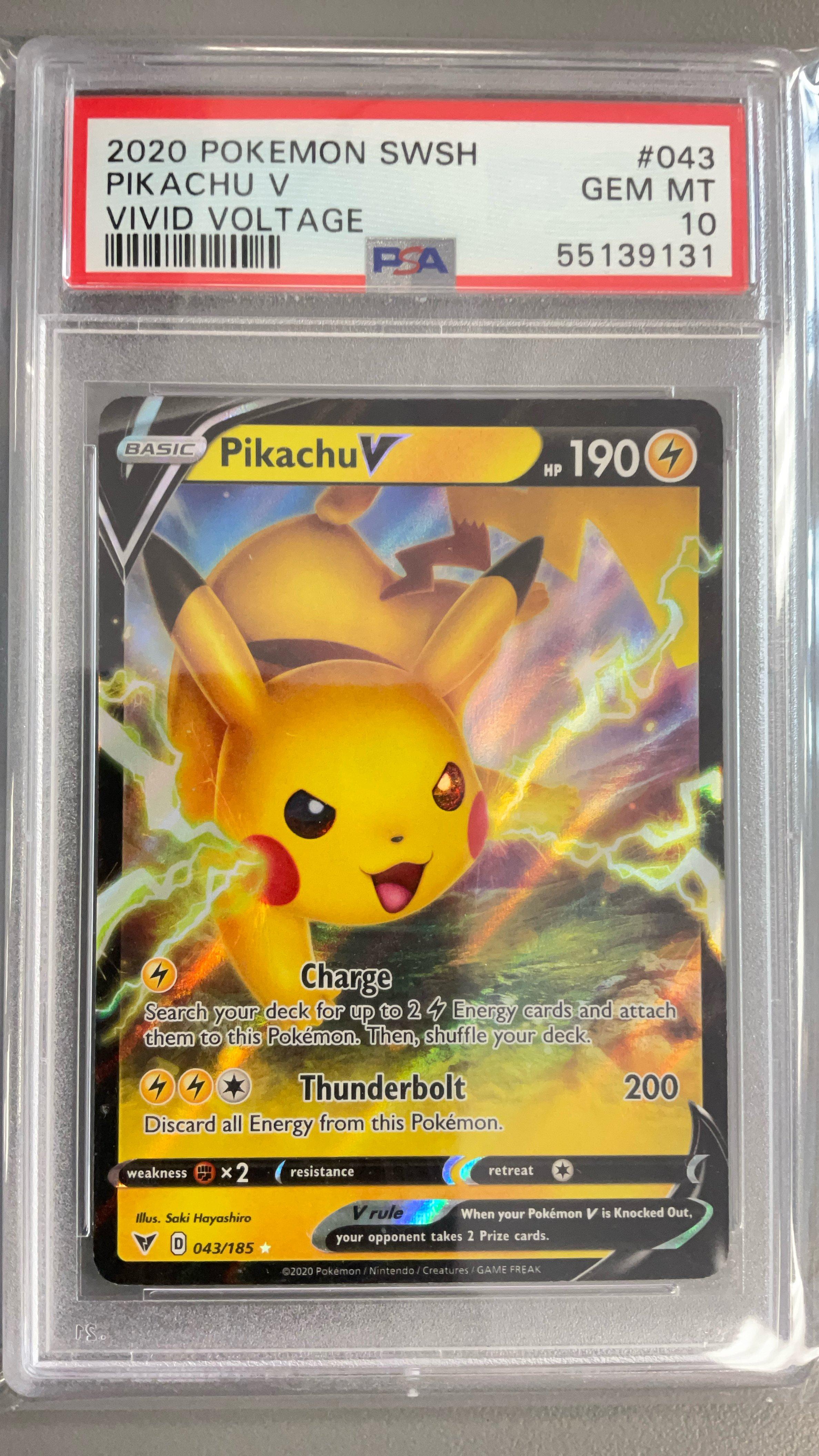 McGenga Pikachu V HP999 ポケモンカード 2020 Pokemon Sword & Shield Vivid Voltage 043 Pikachu V PSA 10